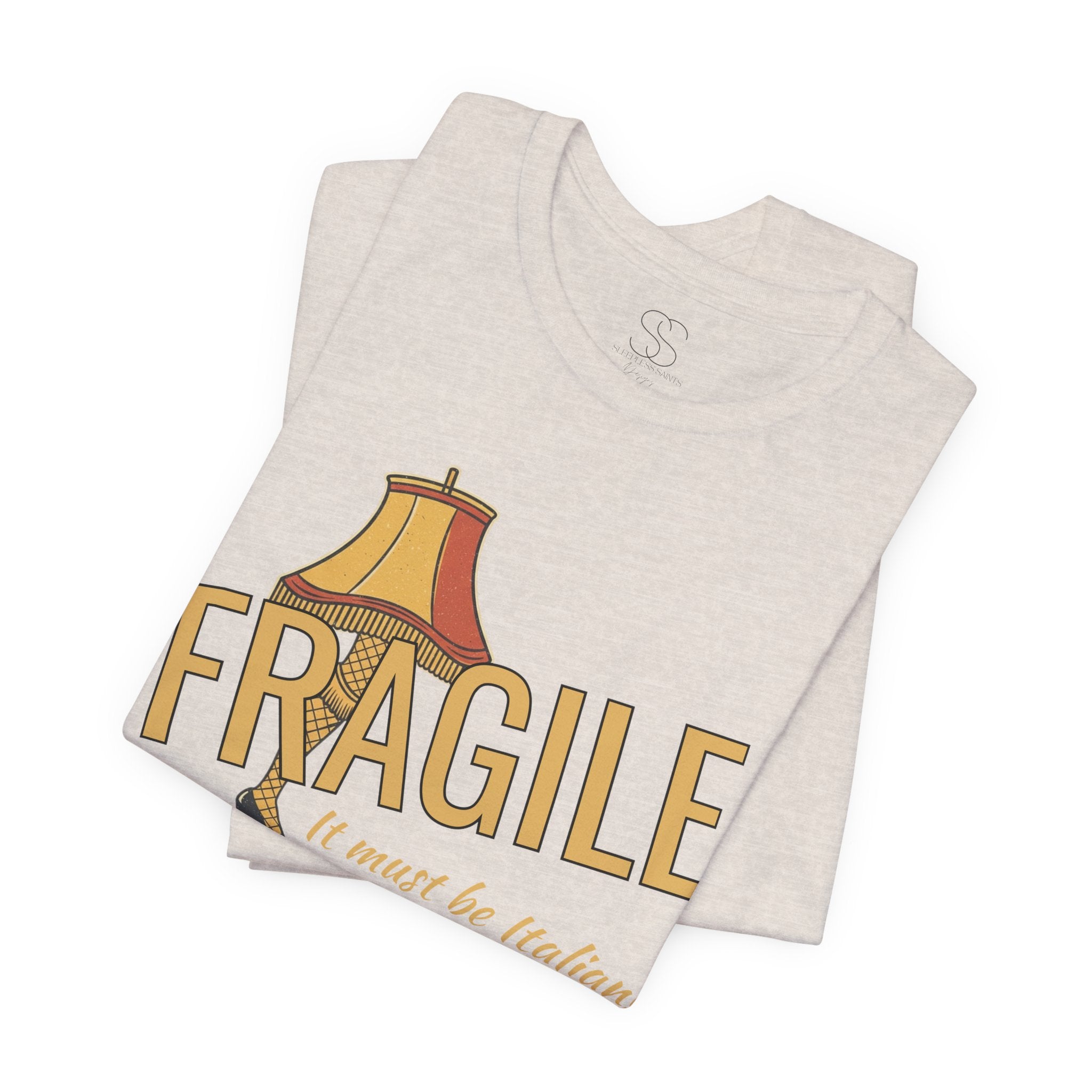 Fragile Lamp Tee — "It Must Be Italian" Retro Graphic T-Shirt