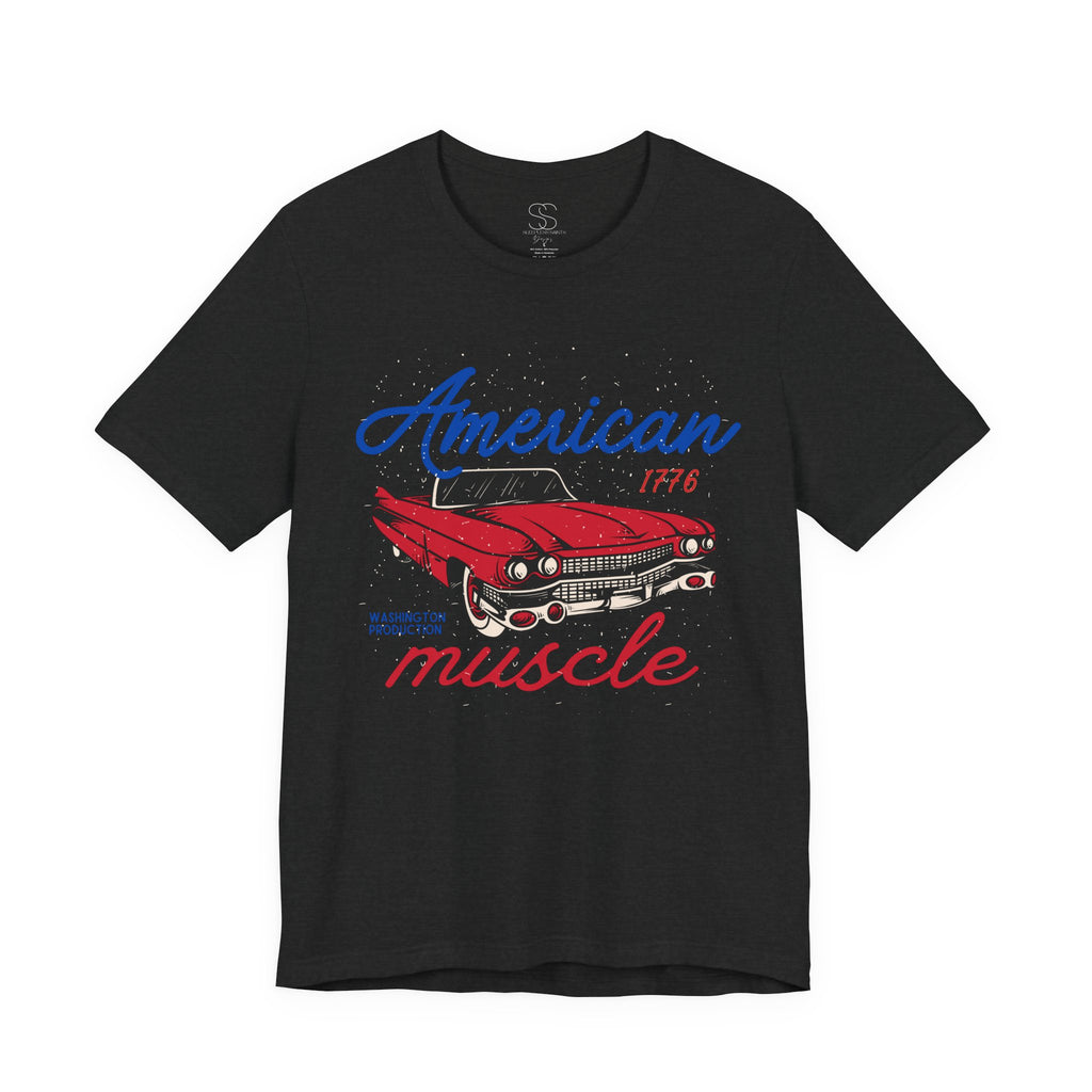 American Muscle Tee - Vintage Red Classic Car 1776 Patriotic Shirt