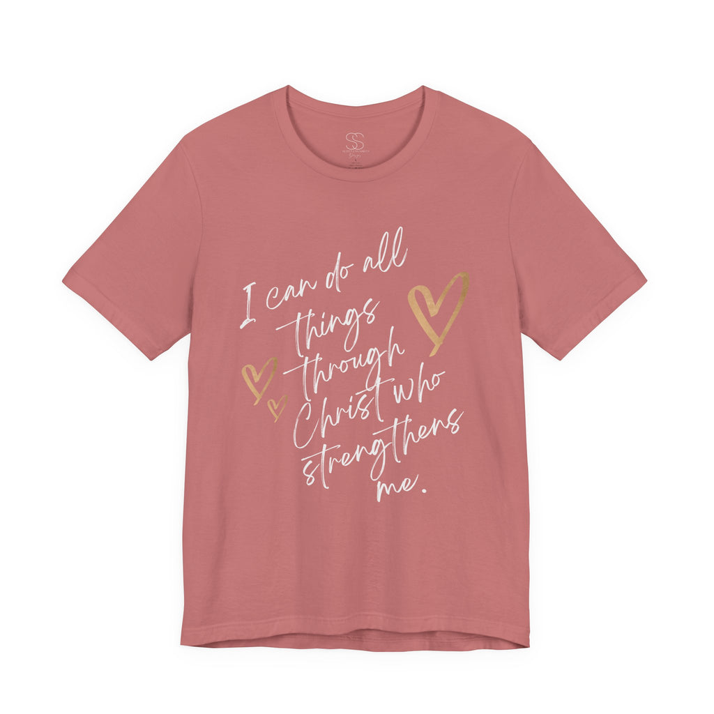 Christian Faith T-Shirt — "I can do all things through Christ who strengthens me" Script Tee