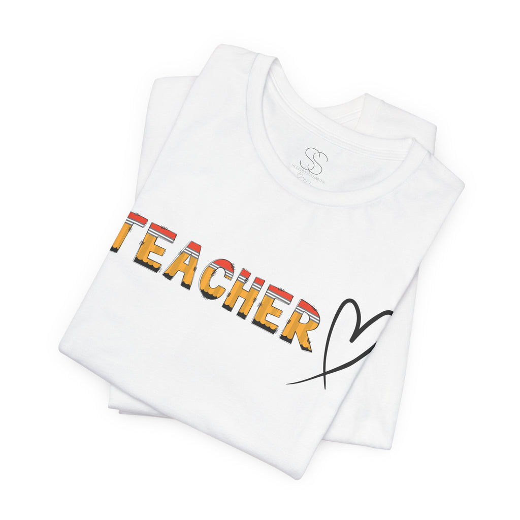 Teacher Heart T‑Shirt — Floral Text Back‑to‑School