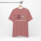 Mama Retro Lightning Tee – Vintage Checkered Mom T-Shirt