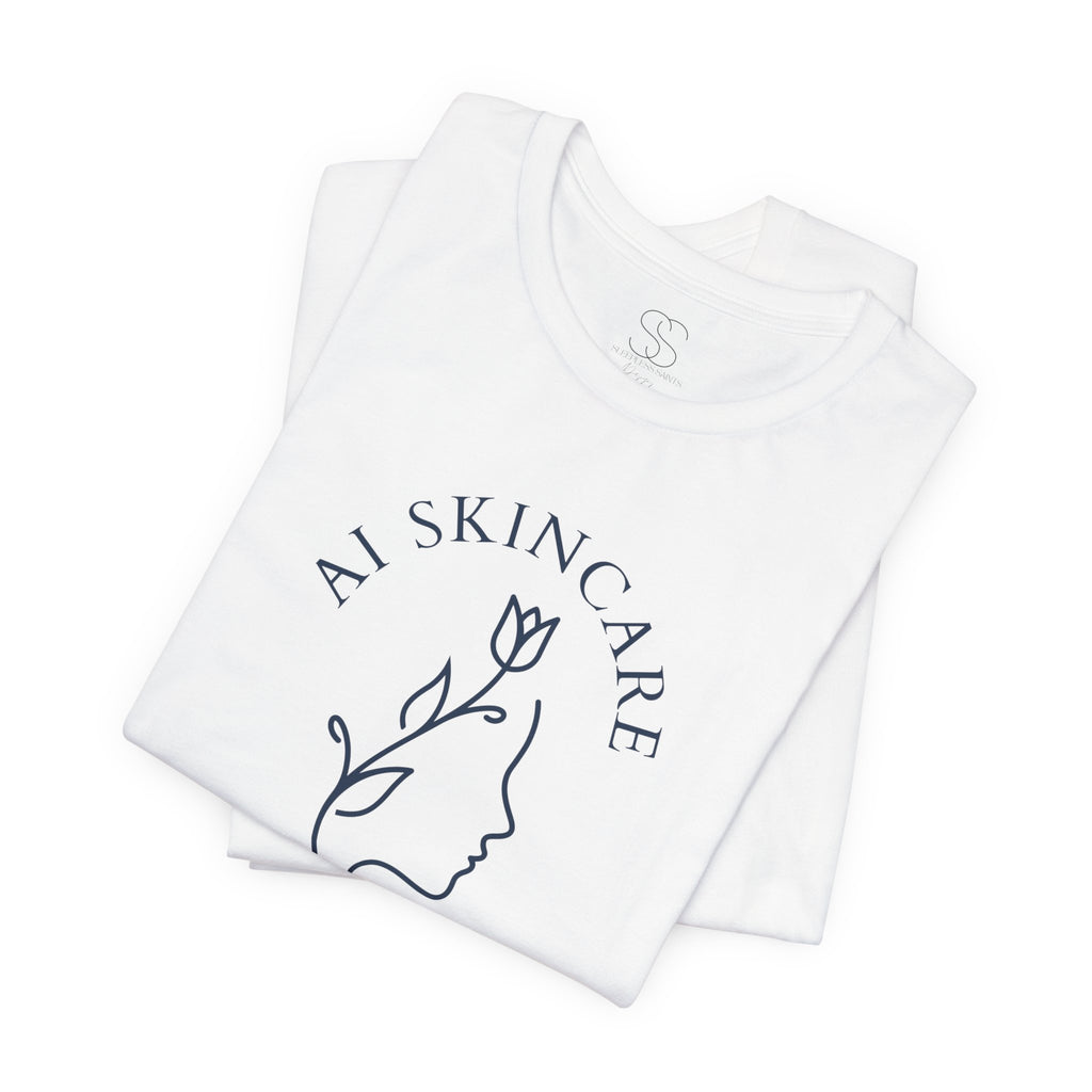 Skincare Logo Tee — AI Skincare Minimalist Floral Face T-Shirt