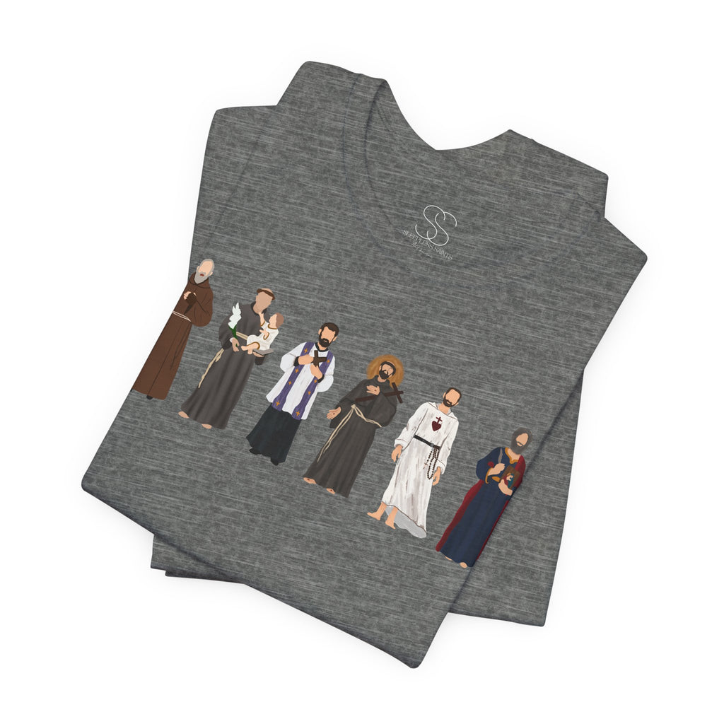 Religious Figures Lineup Tee — Saints & Clergy Portrait T-Shirt