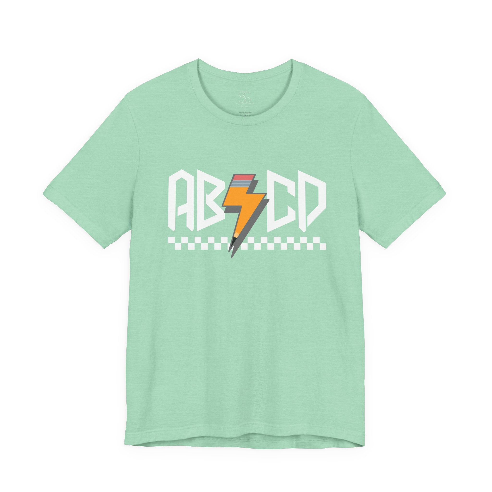 ABCD Lightning Bolt Tee - Retro Racing Checkerboard Graphic T-Shirt