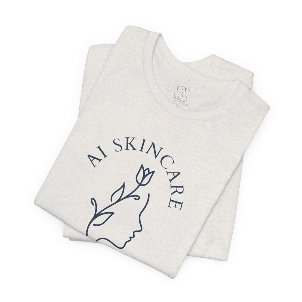 Skincare Logo Tee — AI Skincare Minimalist Floral Face T-Shirt