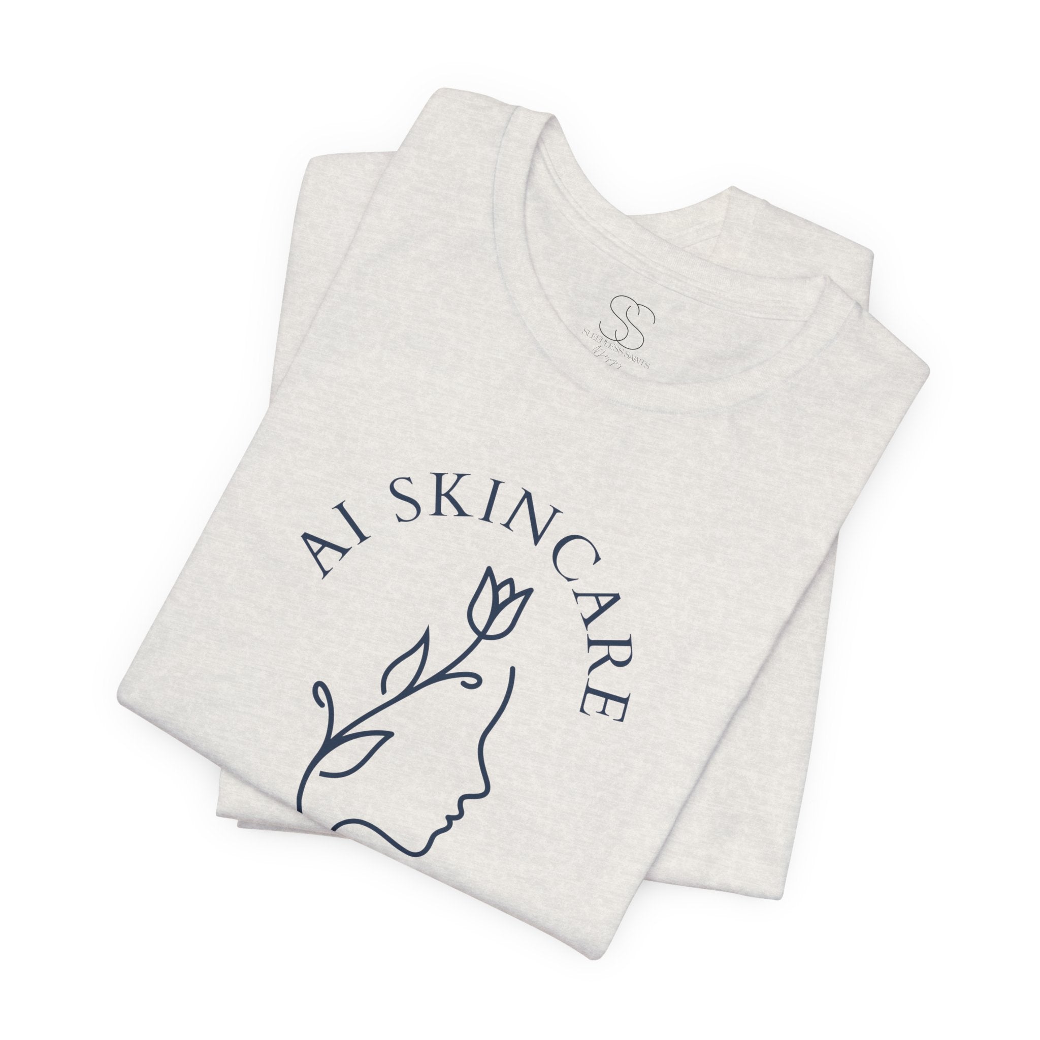 Skincare Logo Tee — AI Skincare Minimalist Floral Face T-Shirt