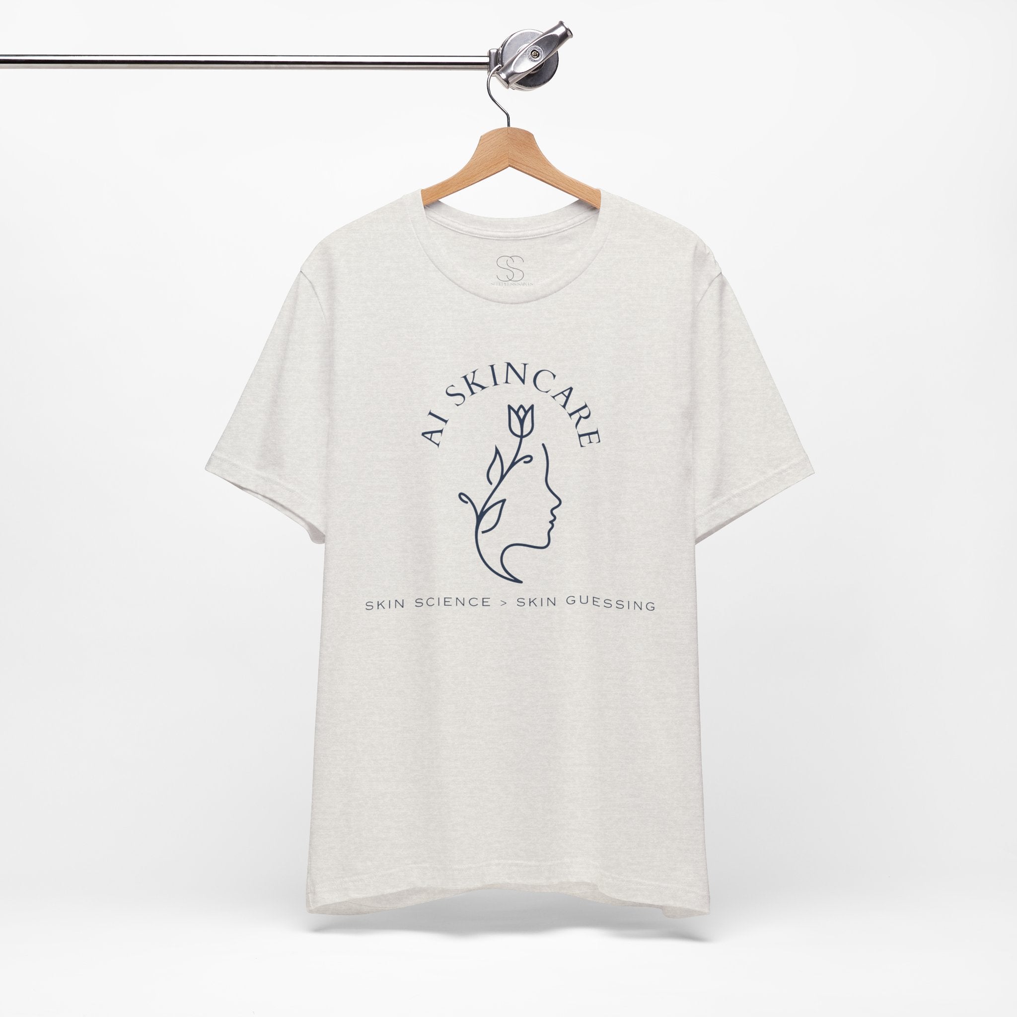 Skincare Logo Tee — AI Skincare Minimalist Floral Face T-Shirt