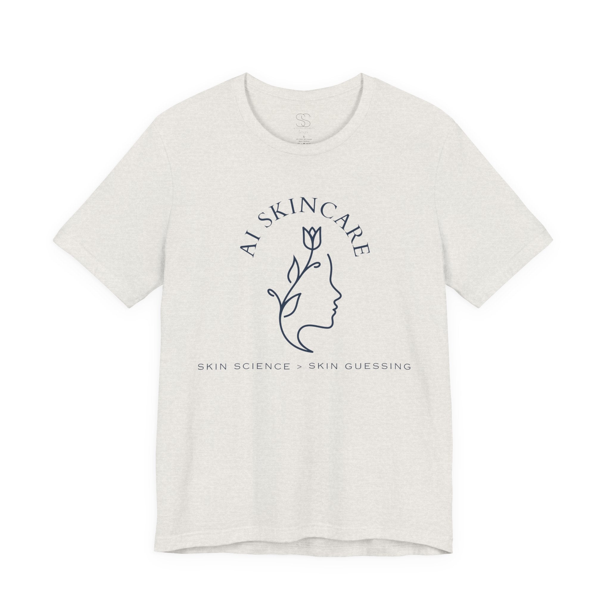 Skincare Logo Tee — AI Skincare Minimalist Floral Face T-Shirt