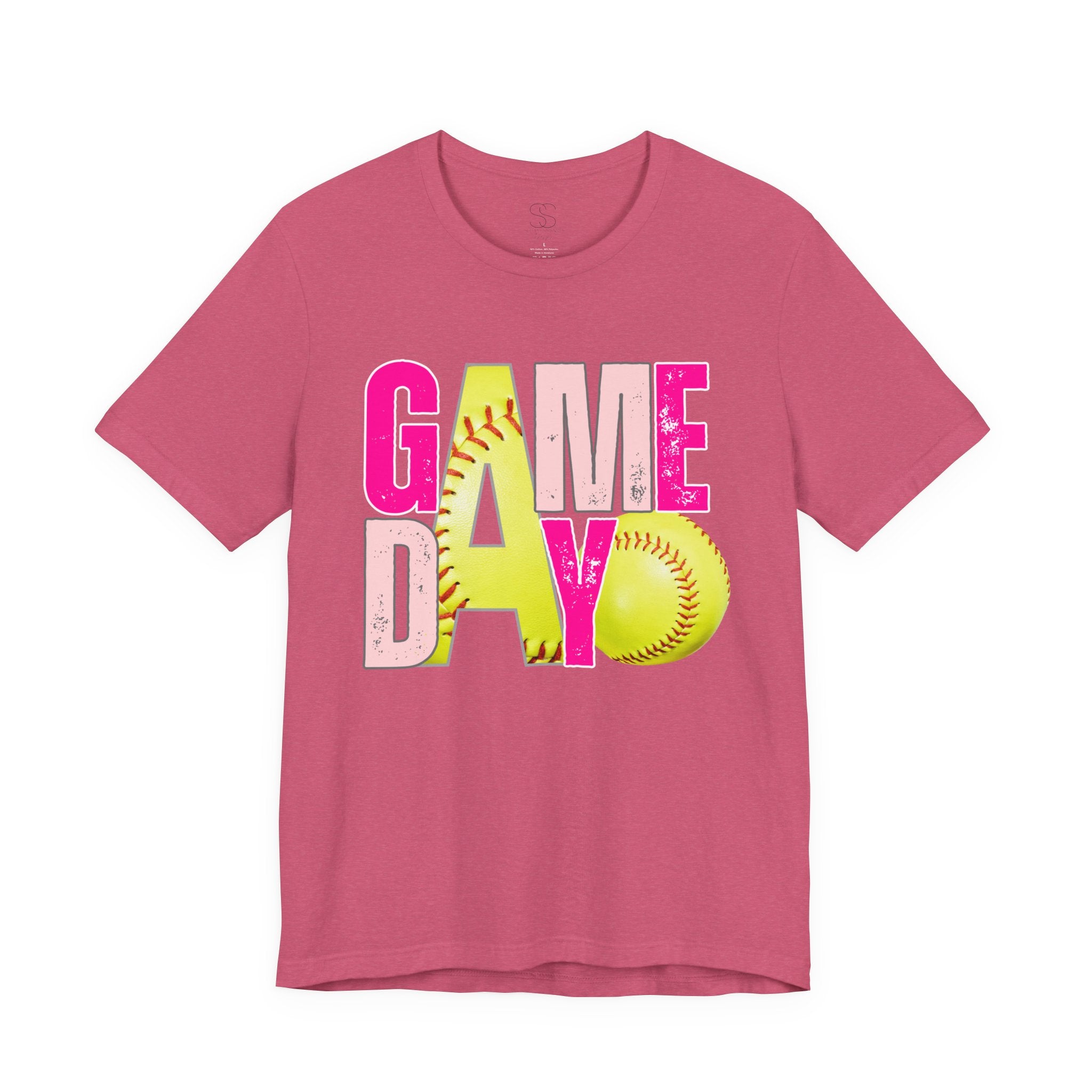 Game Day Softball T-Shirt – Bright Pink & Yellow Softball Graphic Tee