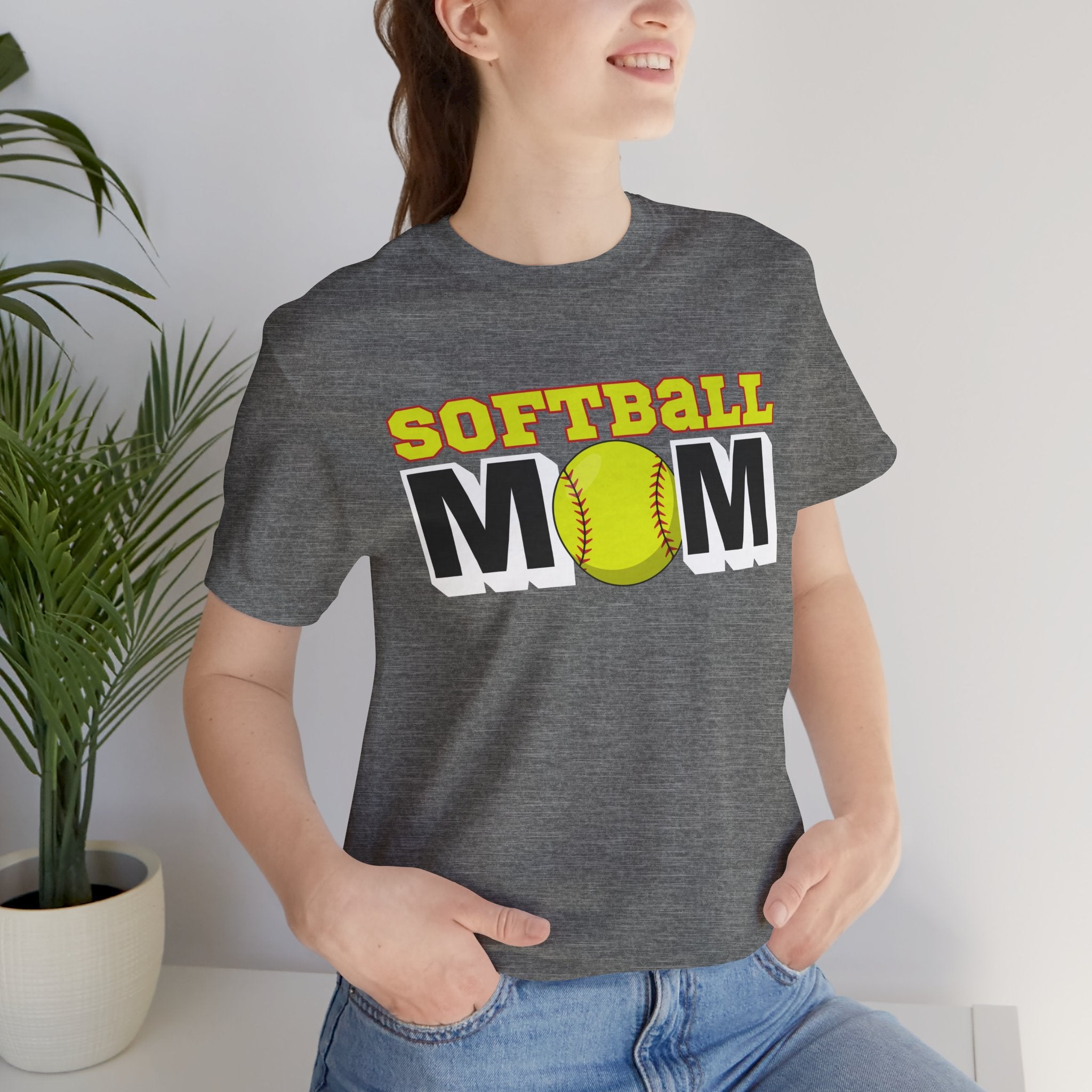 Softball Mom T-Shirt — Yellow Softball Graphic Tee for Baseball/Softball Moms