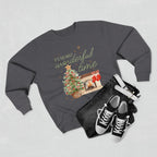 Christmas Crewneck Sweatshirt — "It's the Most Wonderful Time" Holiday Sweater with Tree & Fireplace