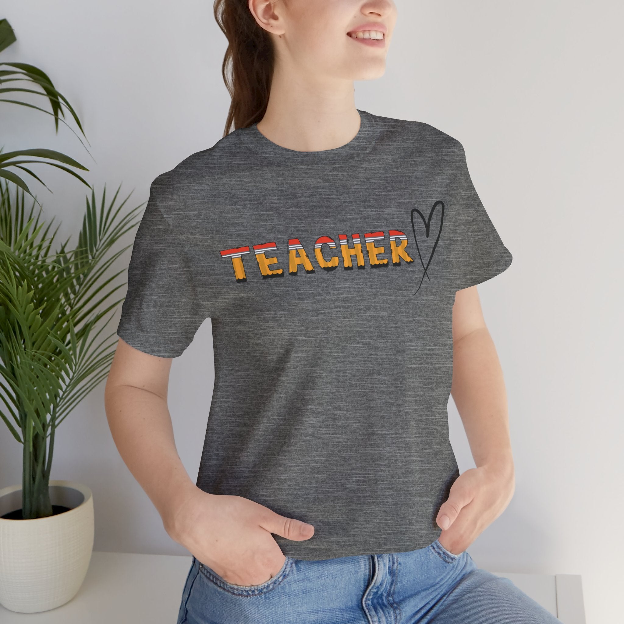 Teacher Heart T‑Shirt — Floral Text Back‑to‑School