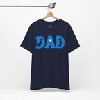 Dad Golf T-Shirt — Blue "DAD" Golf Silhouette Tee