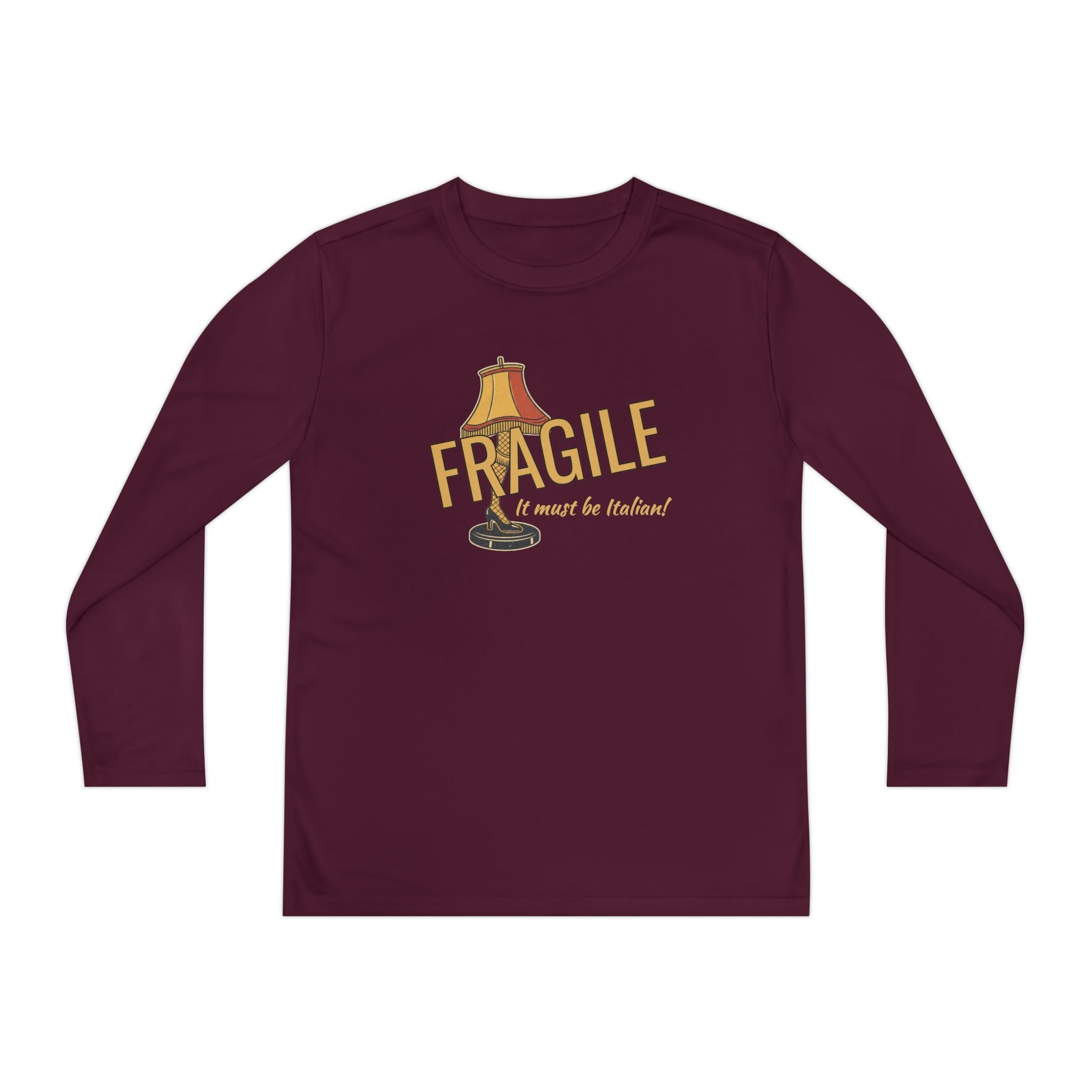 Youth Long Sleeve Tee — "Fragile (It must be Italian)" Design