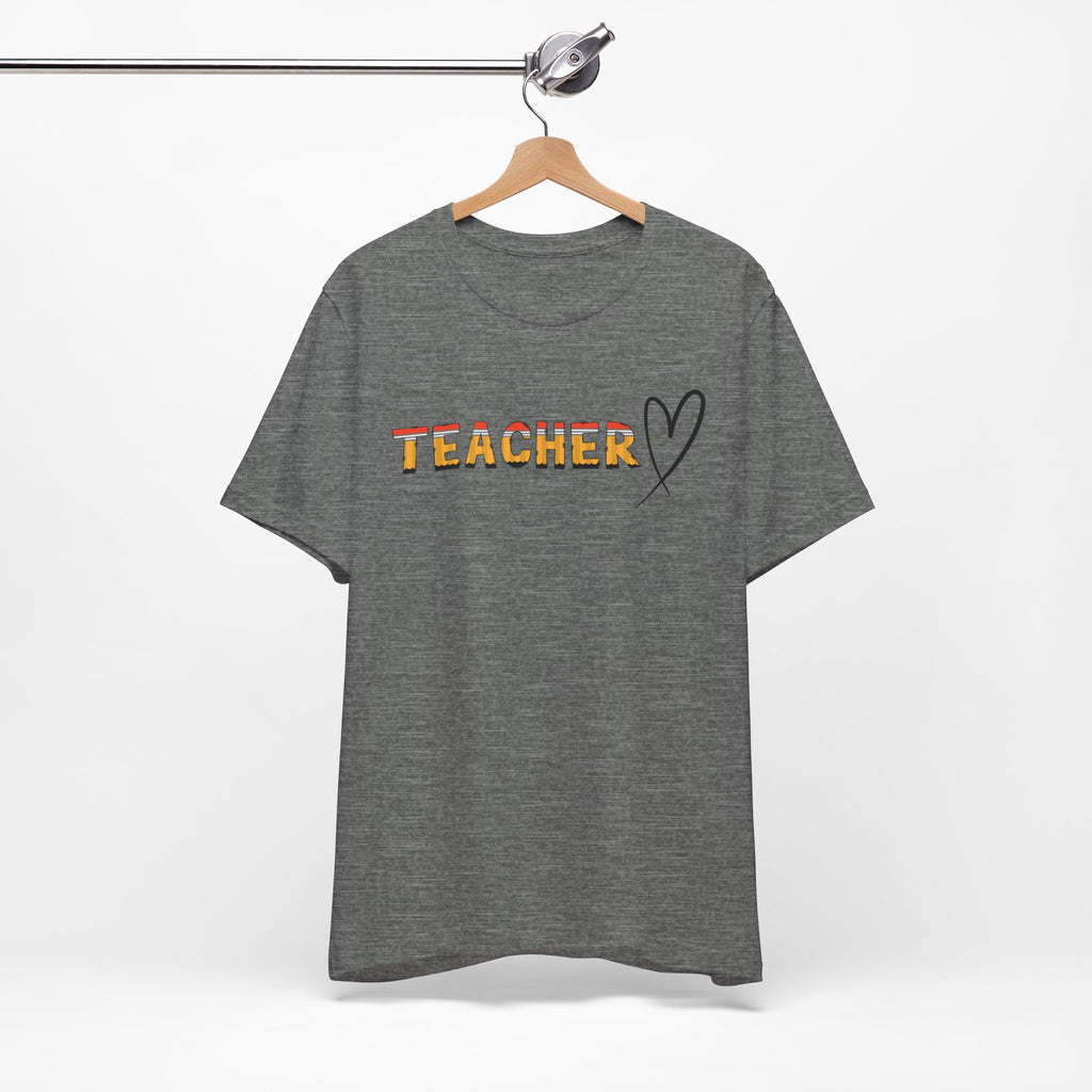 Teacher Heart T‑Shirt — Floral Text Back‑to‑School