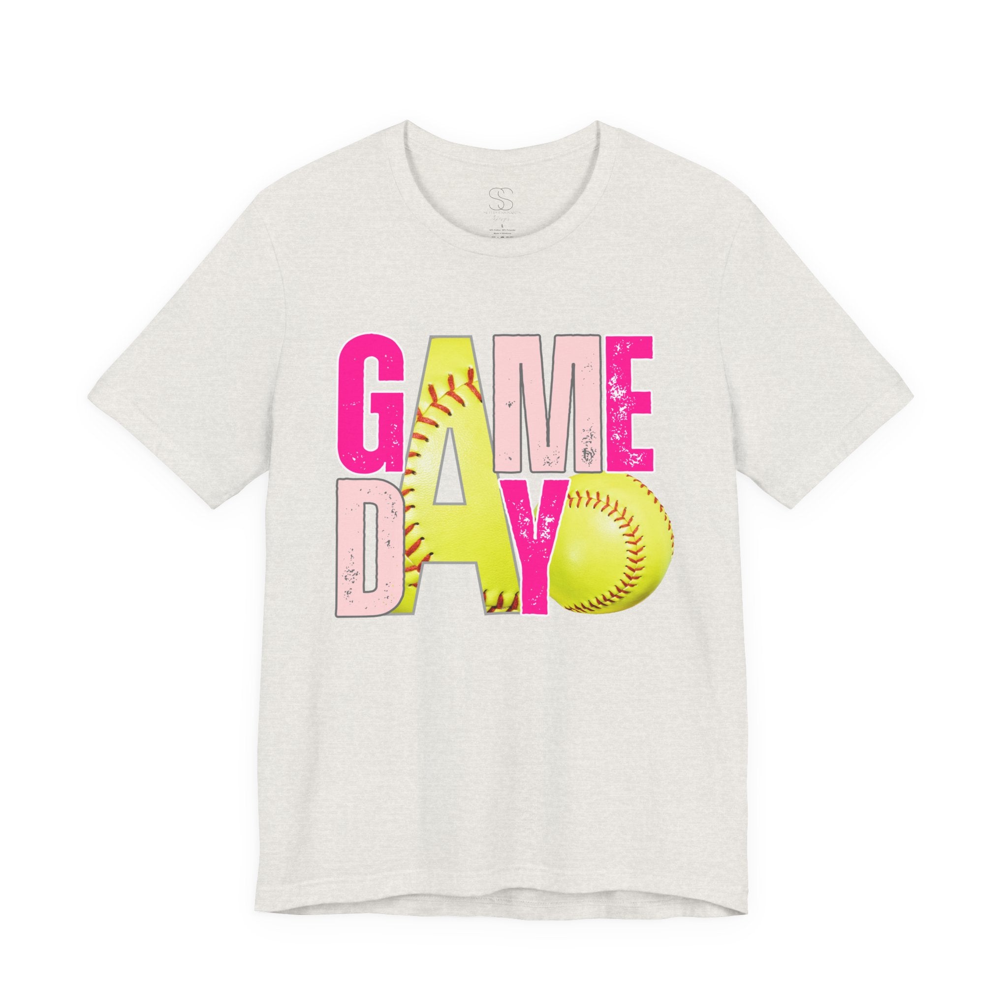 Game Day Softball T-Shirt – Bright Pink & Yellow Softball Graphic Tee