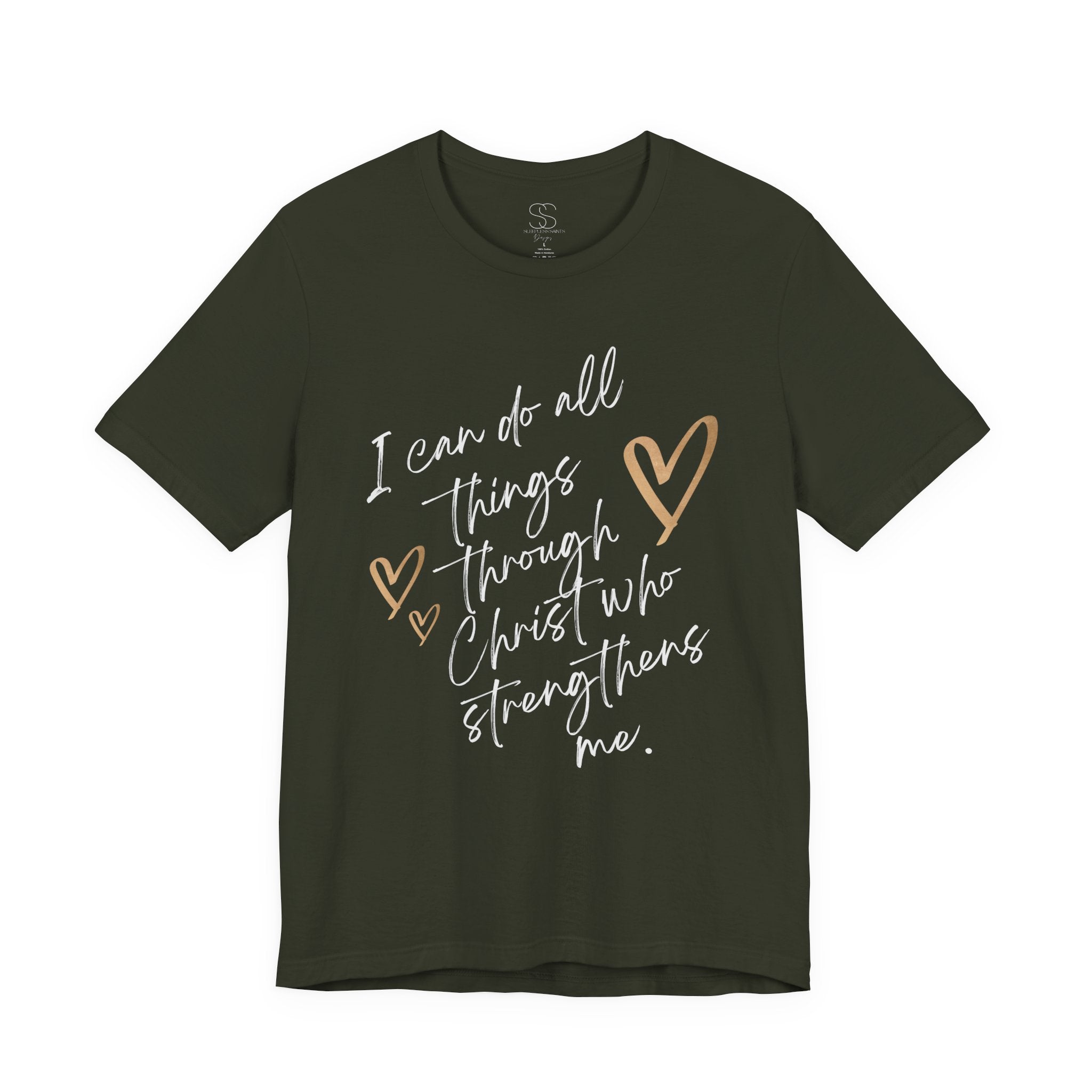 Christian Faith T-Shirt — "I can do all things through Christ who strengthens me" Script Tee