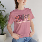 Mama Retro Lightning Tee – Vintage Checkered Mom T-Shirt