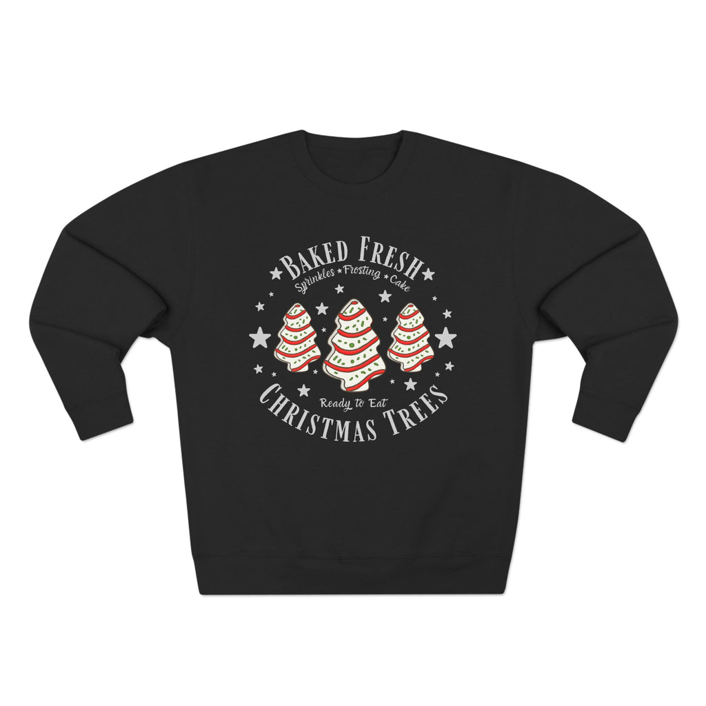 Christmas Tree Trio Crewneck Sweatshirt — Festive Candy Stripe Holiday Pullover