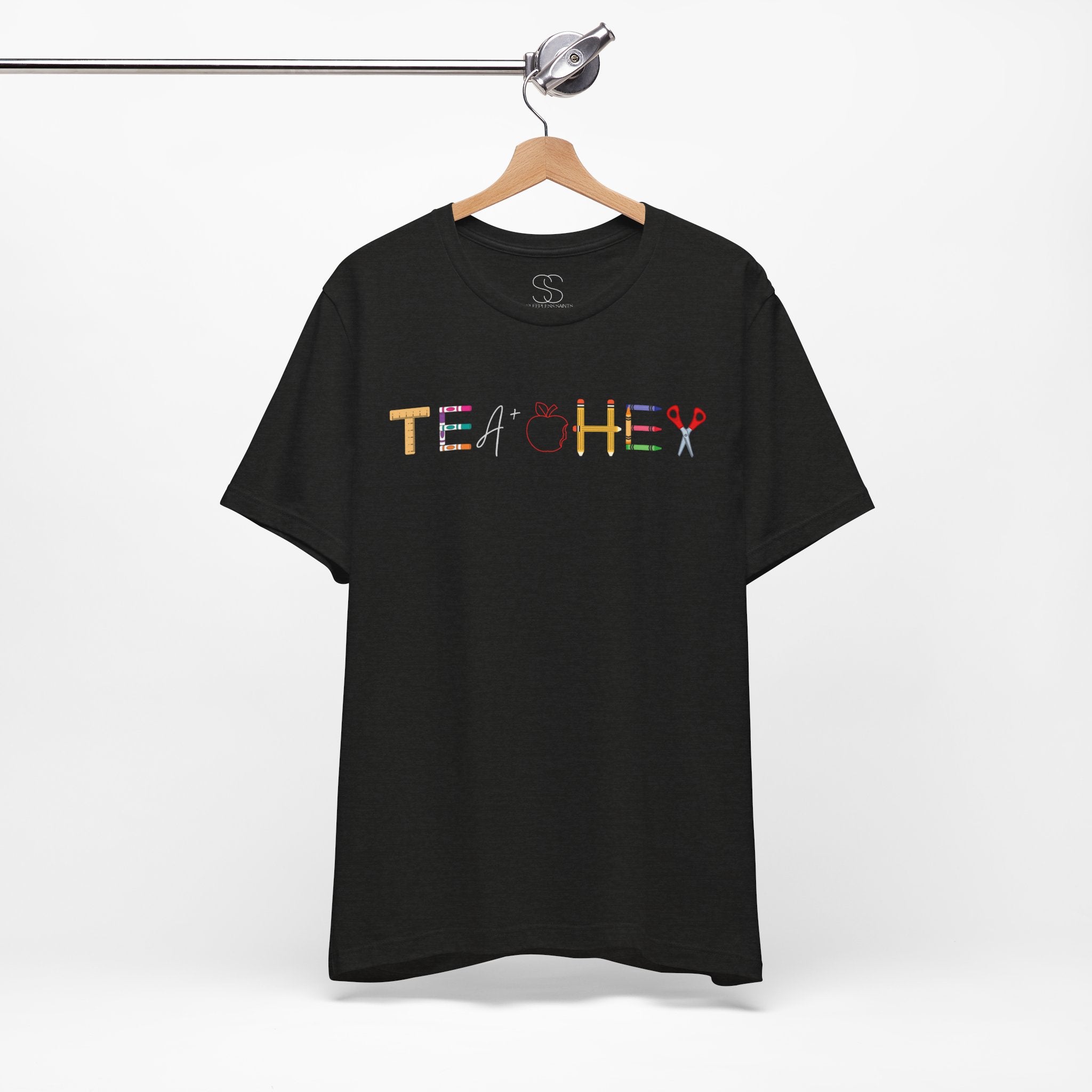 Teacher T-Shirt – Colorful School Supplies Design (TEACHER)