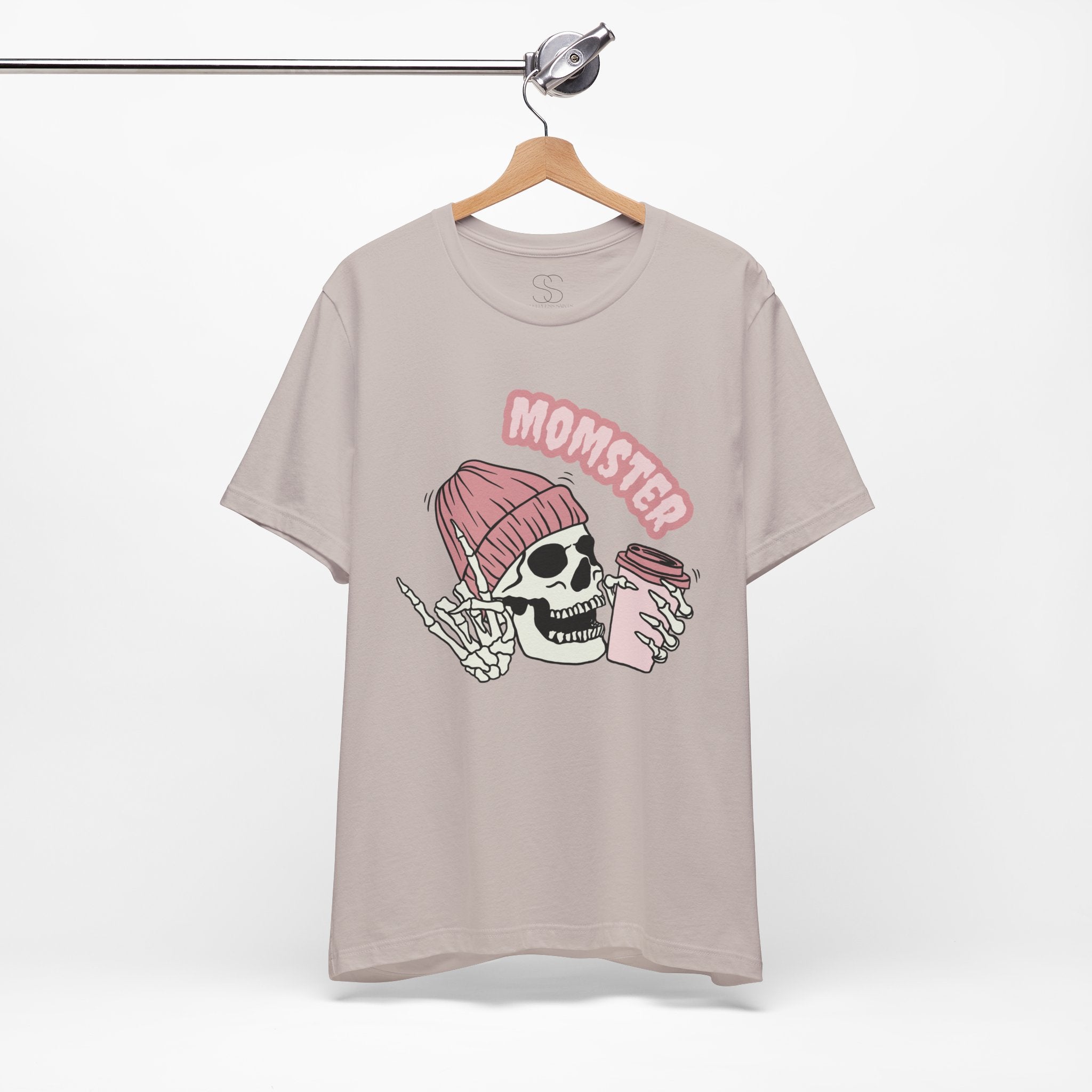 Momster Skull Coffee Tee — Cute Goth Mom T-Shirt