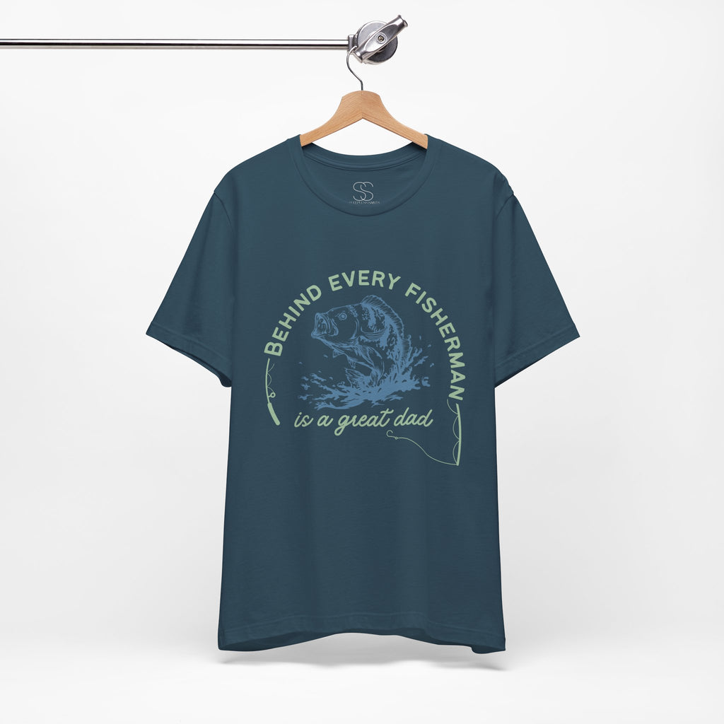 Fishing Dad T-Shirt – “Behind Every Fisherman is a Great Dad” Graphic Tee