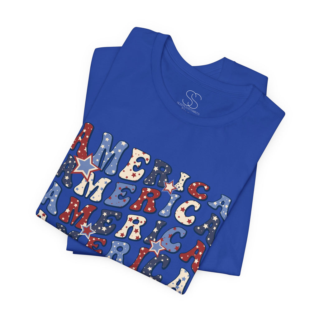America Retro Adult T-Shirt - Vintage Patriotic 4th of July Tee