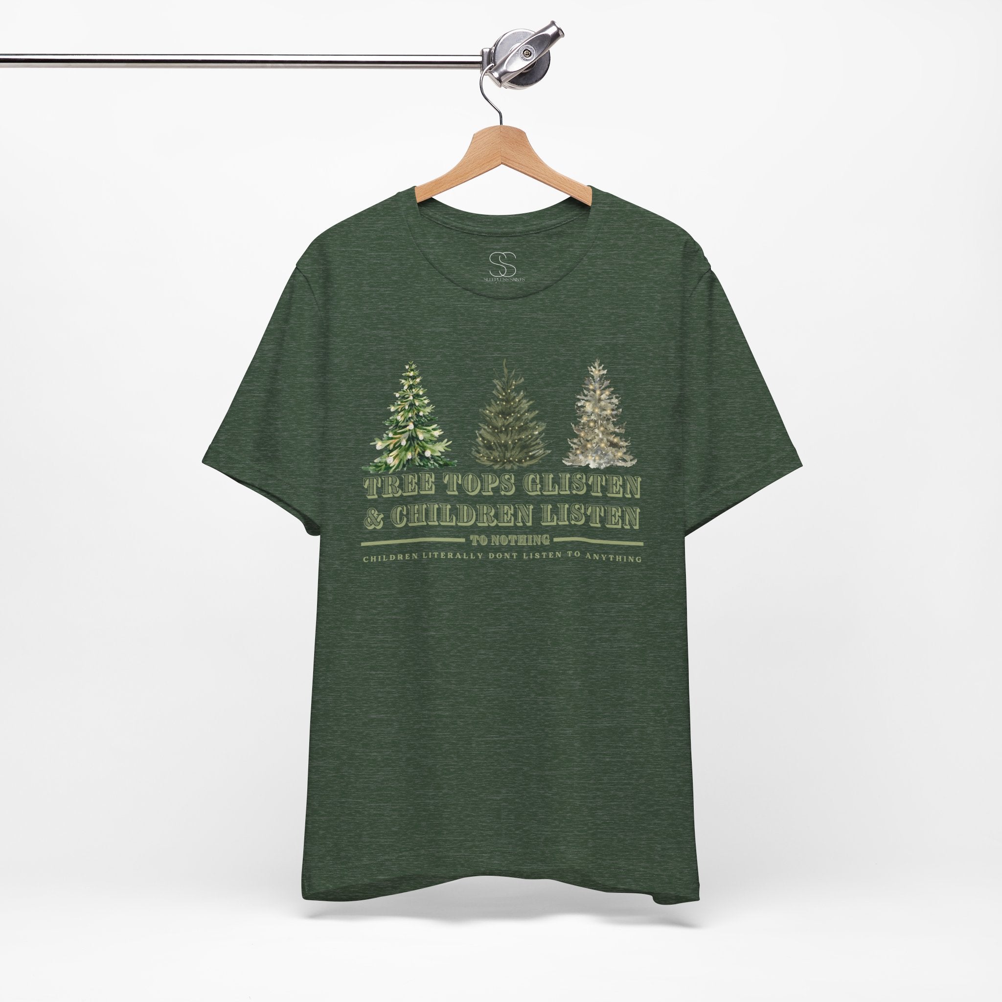 Tree Tops Glisten & Children Listen Holiday Graphic T-Shirt