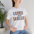 Coffee and Skincare Tee — Animal Pattern Graphic T-Shirt for Beauty Lovers
