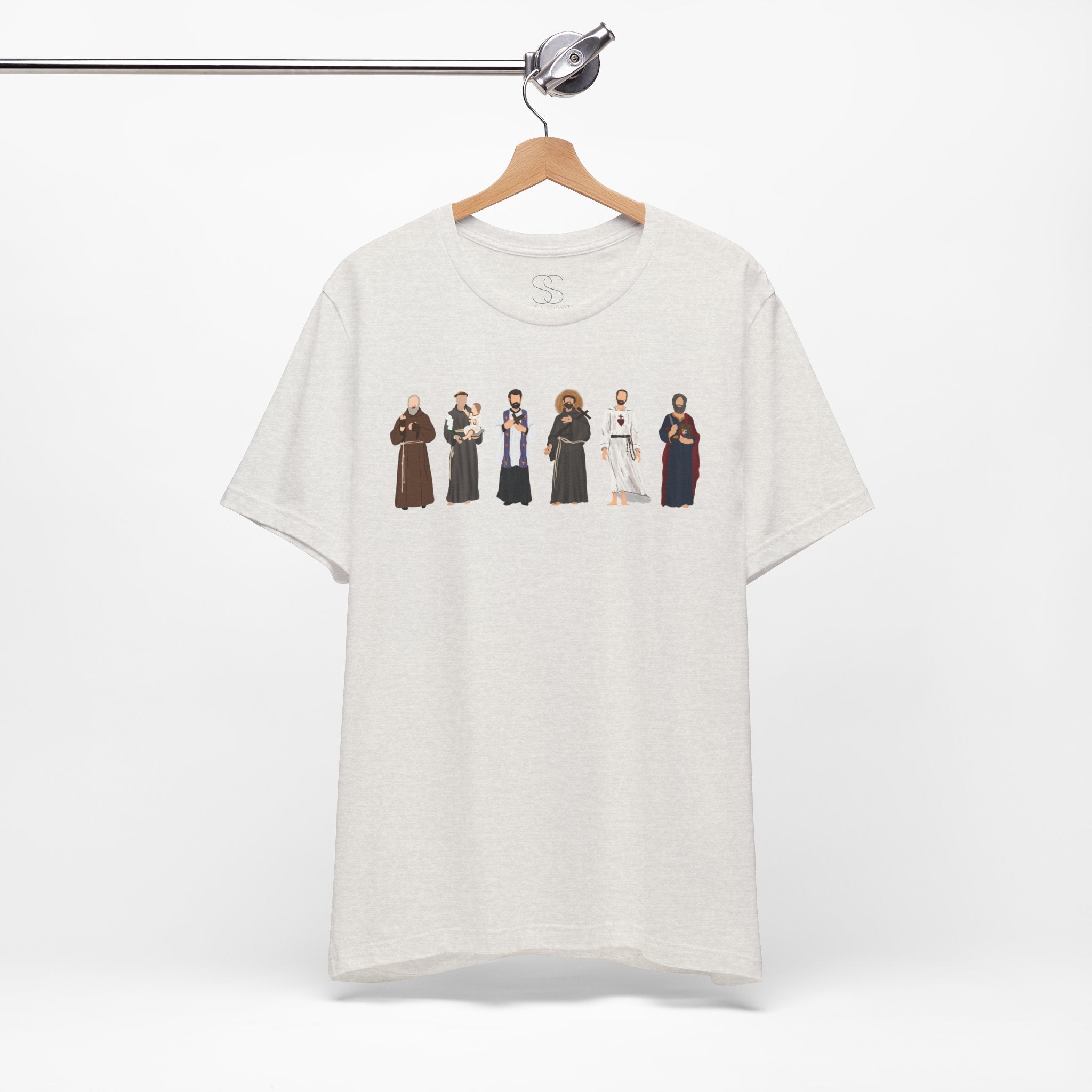 Religious Figures Lineup Tee — Saints & Clergy Portrait T-Shirt