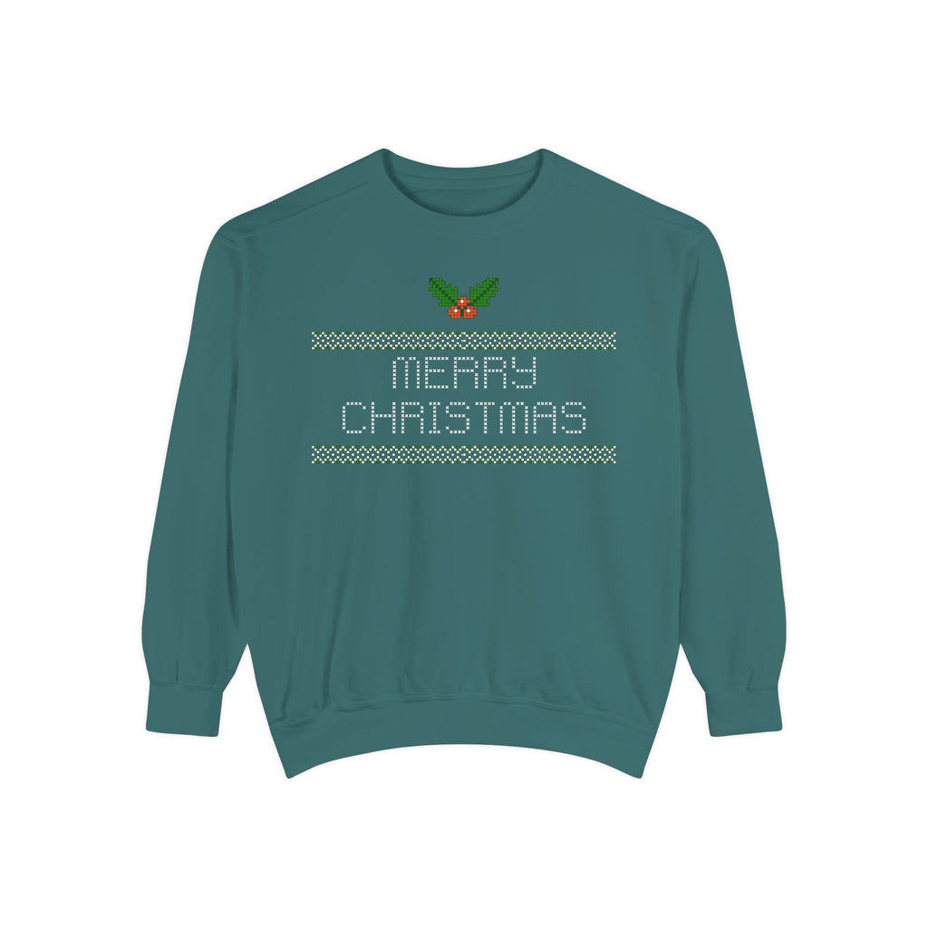 Merry Christmas Stitching Unisex Garment-Dyed Sweatshirt