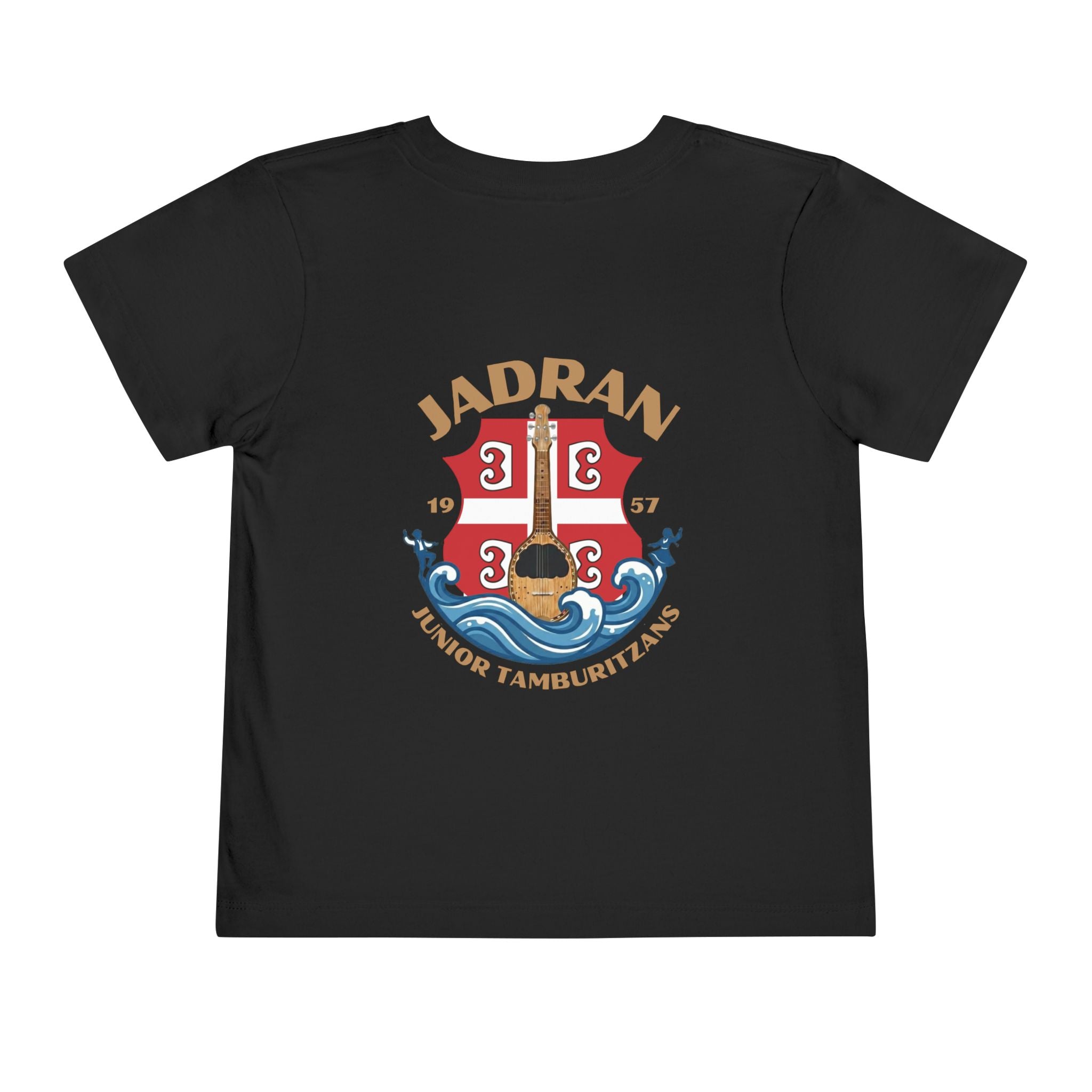 Jadran Junior Tamburitzans Toddler Tee - Tan Lettering & Serbian Logo