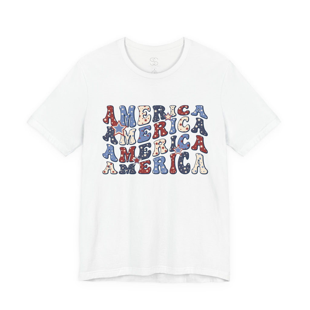 America Retro Adult T-Shirt - Vintage Patriotic 4th of July Tee