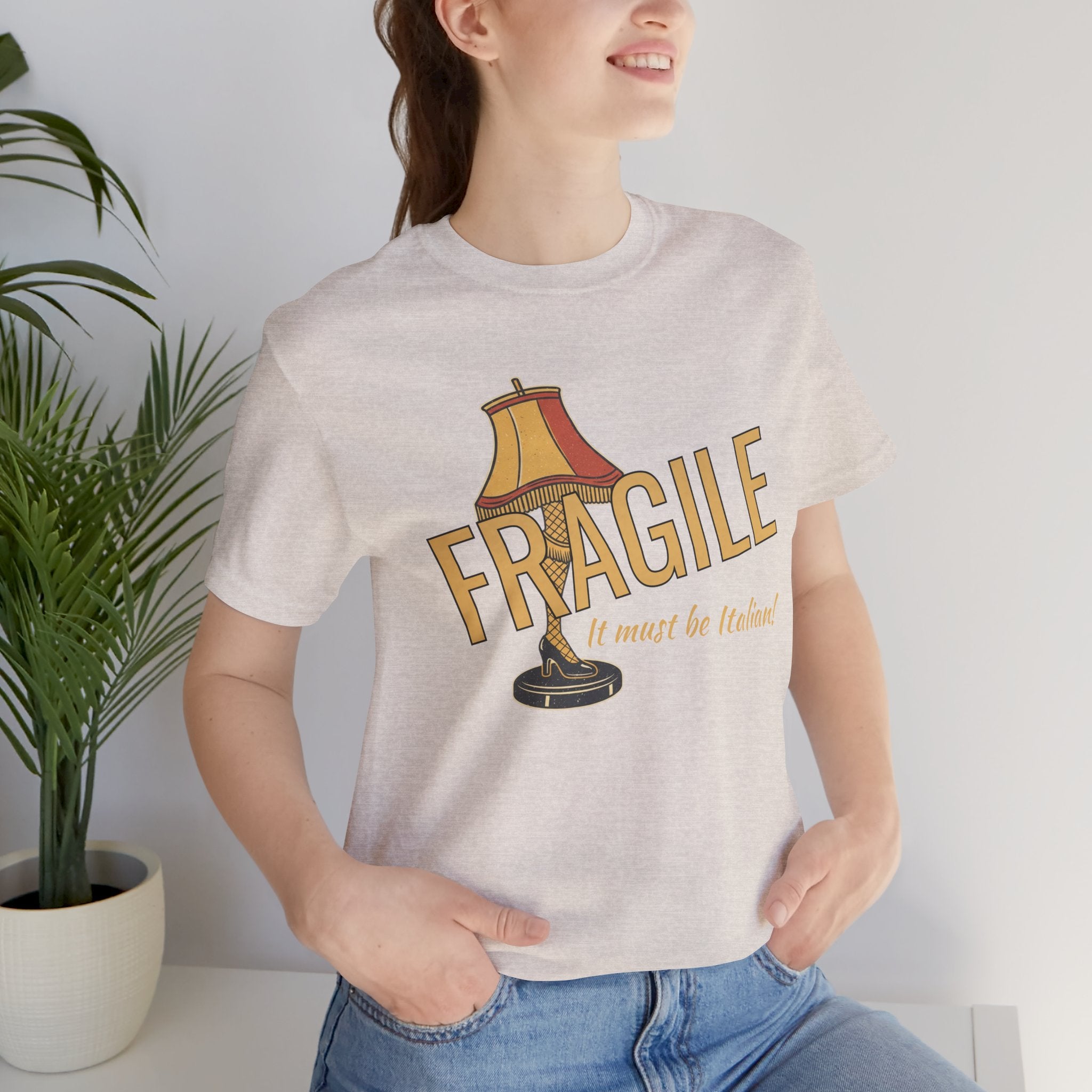 Fragile Lamp Tee — "It Must Be Italian" Retro Graphic T-Shirt