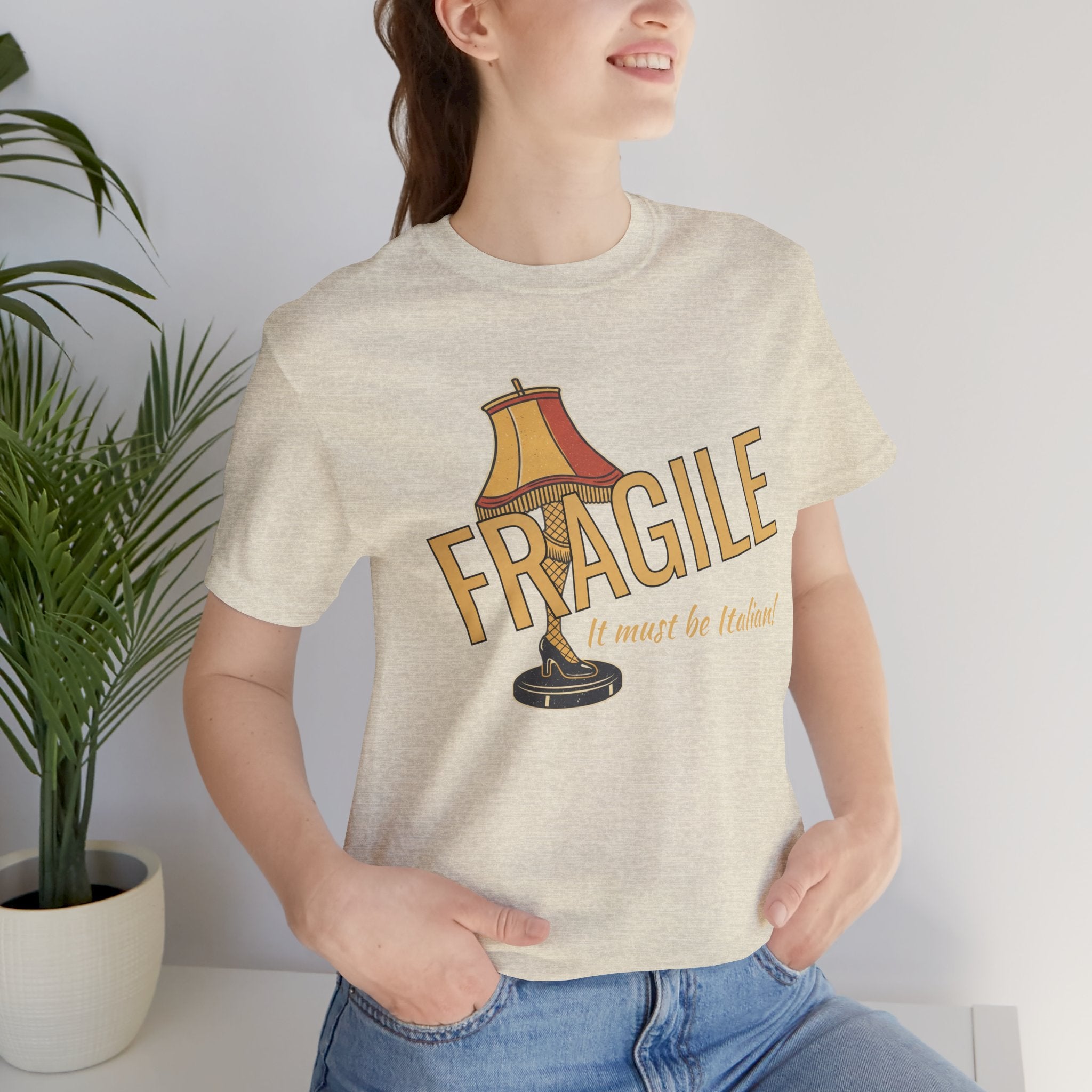 Fragile Lamp Tee — "It Must Be Italian" Retro Graphic T-Shirt