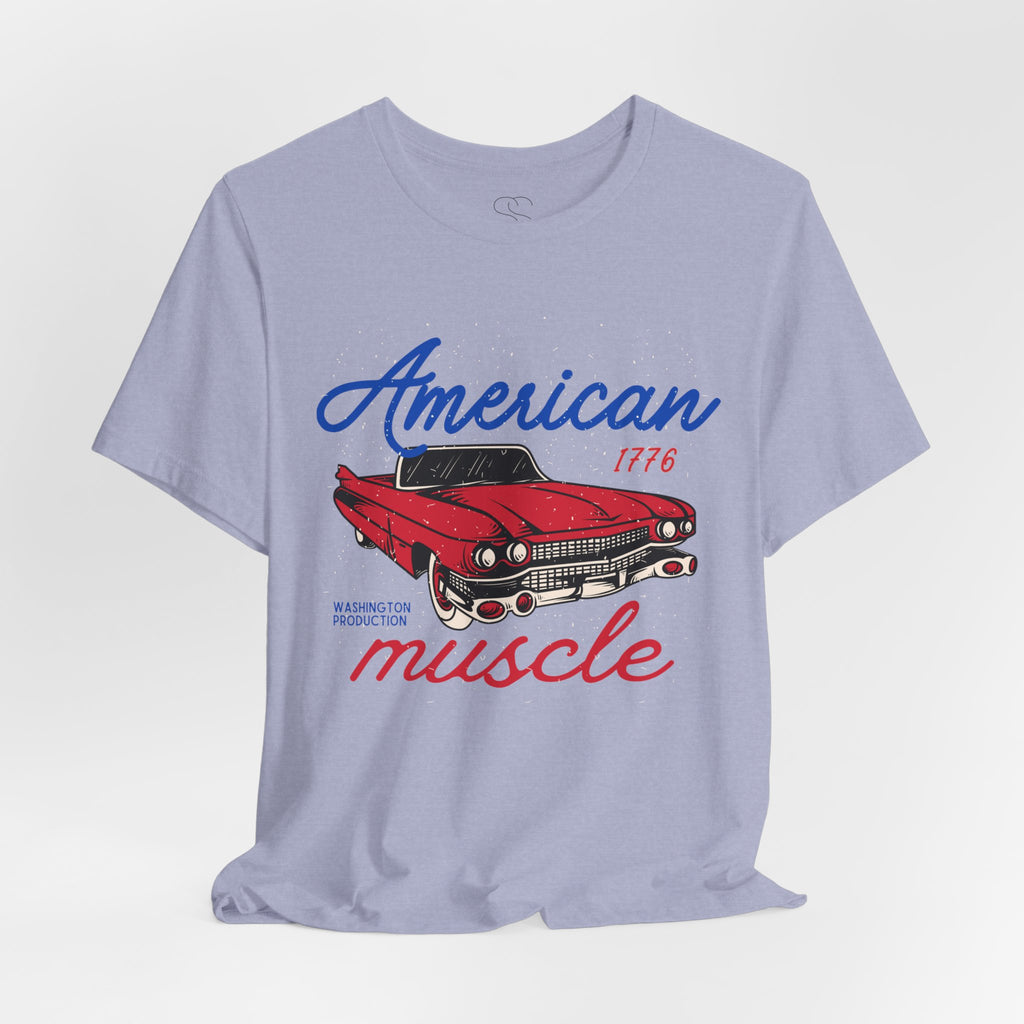 American Muscle Tee - Vintage Red Classic Car 1776 Patriotic Shirt