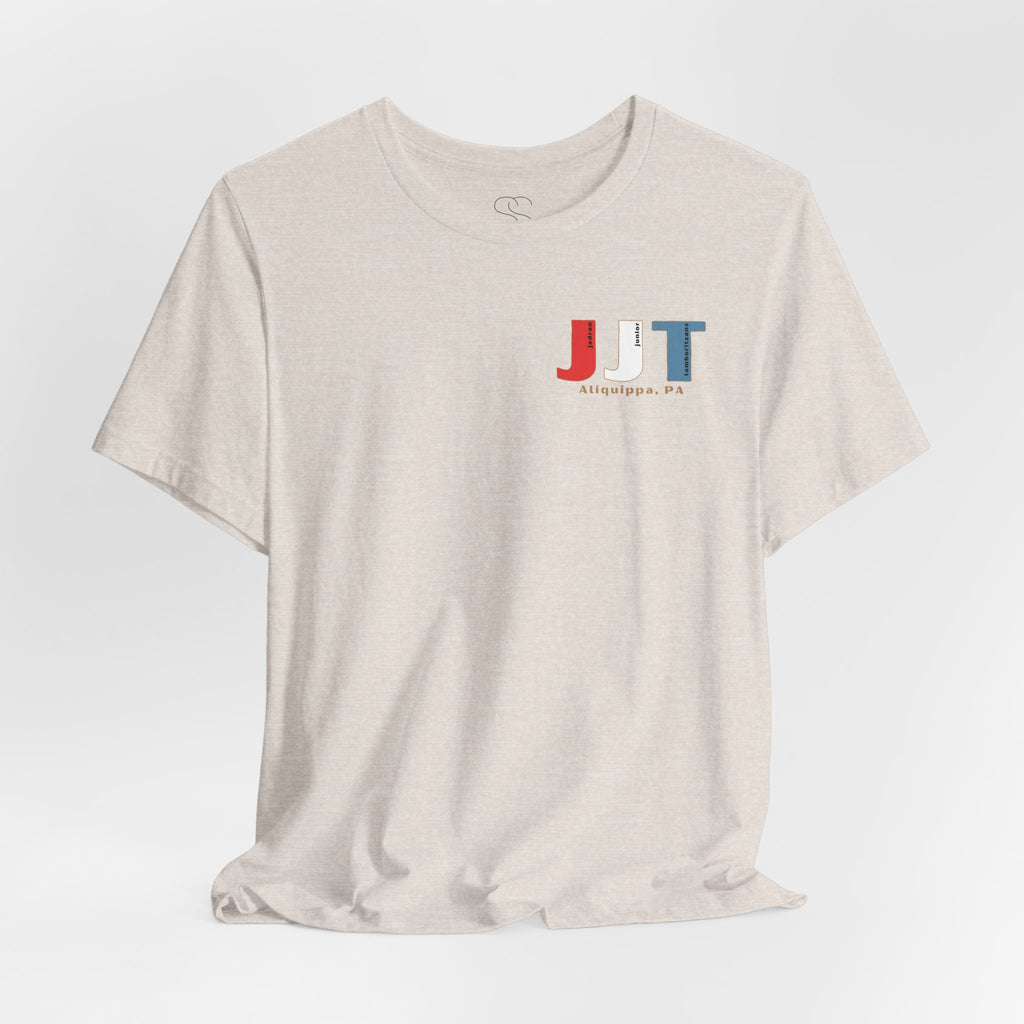 Jadran Junior Tamburitzans Adult T‑Shirt - Tan Lettering & Serbian Logo