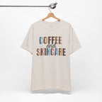 Coffee and Skincare Tee — Animal Pattern Graphic T-Shirt for Beauty Lovers