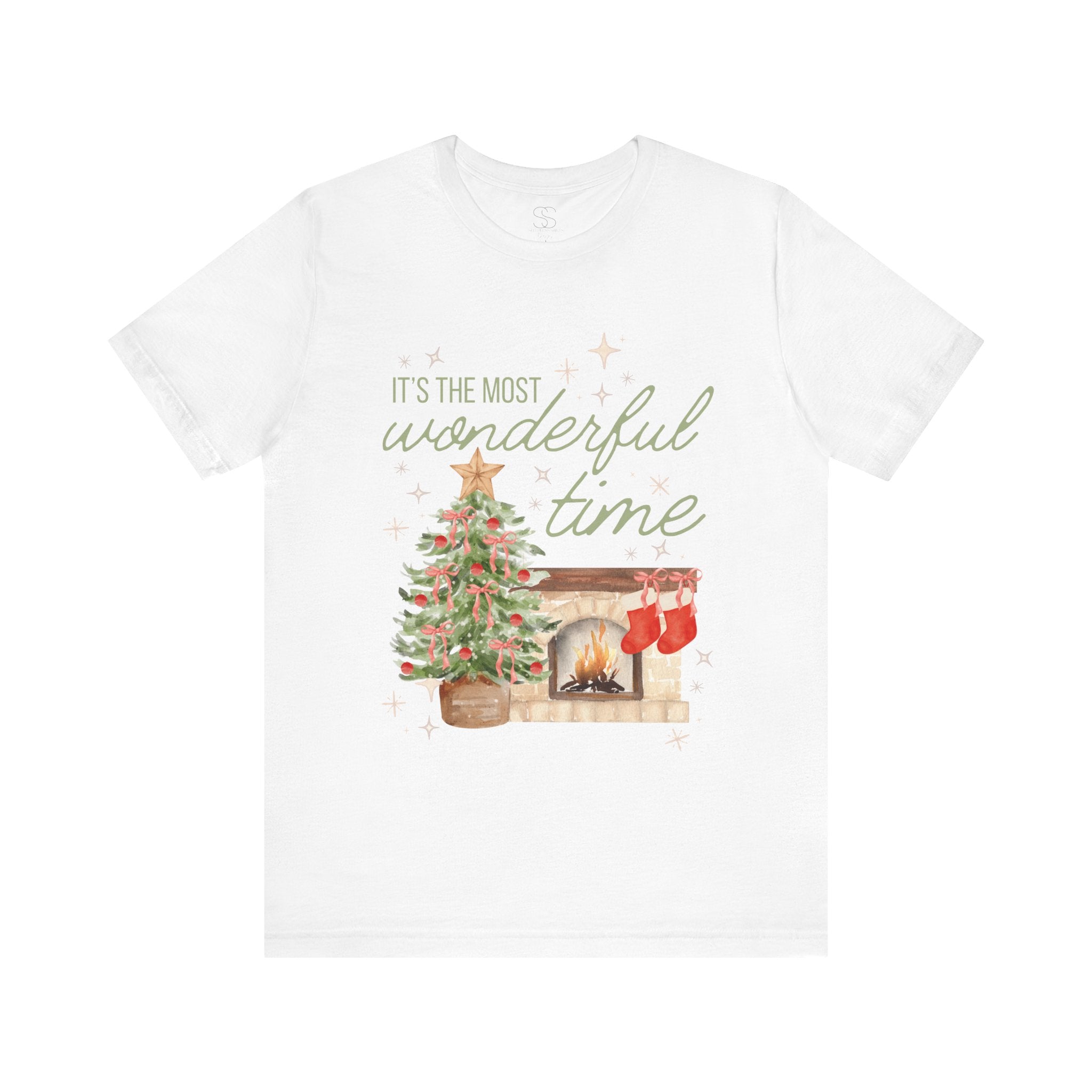 It's the Most Wonderful Time Christmas T-Shirt — Holiday Tree & Fireplace Tee