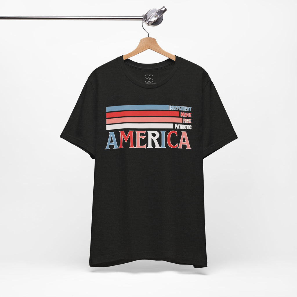 America Patriotic T-Shirt – Retro Stars & Stripes Graphic Tee