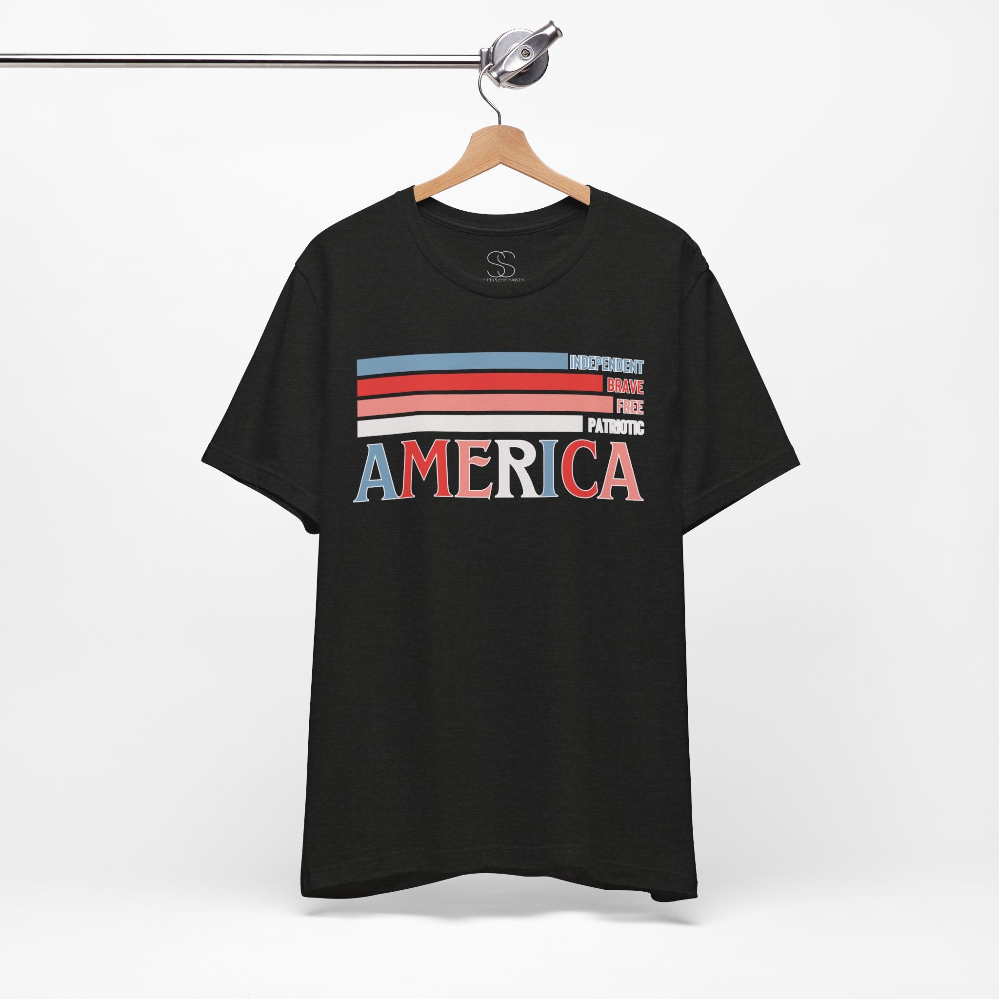 America Patriotic T-Shirt – Retro Stars & Stripes Graphic Tee