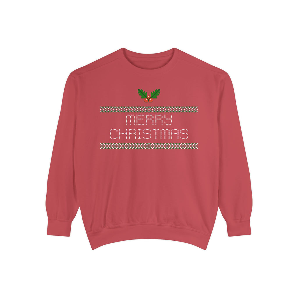 Merry Christmas Stitching Unisex Garment-Dyed Sweatshirt