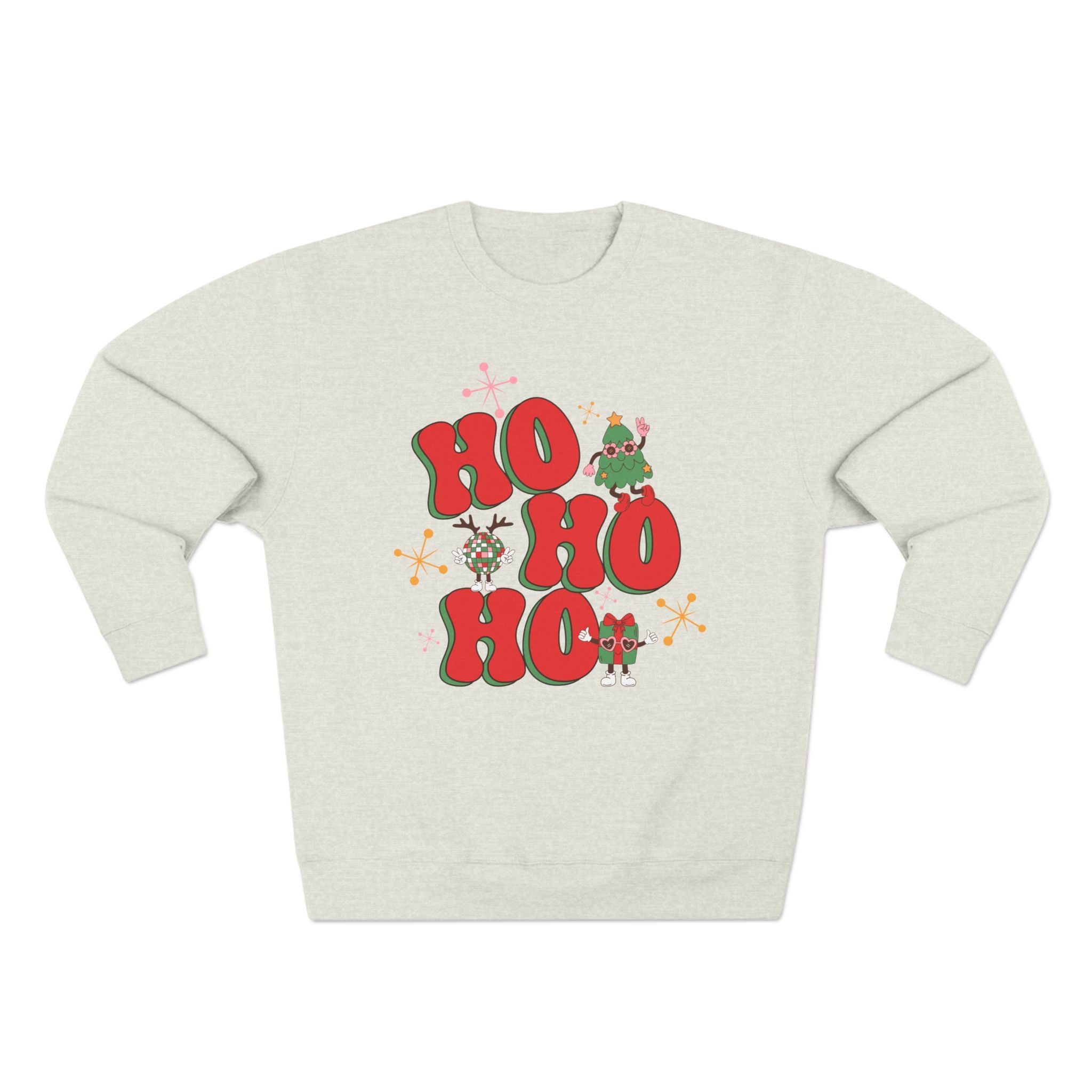 Ho Ho Ho Christmas Sweatshirt — Festive Elf & Reindeer Holiday Crewneck