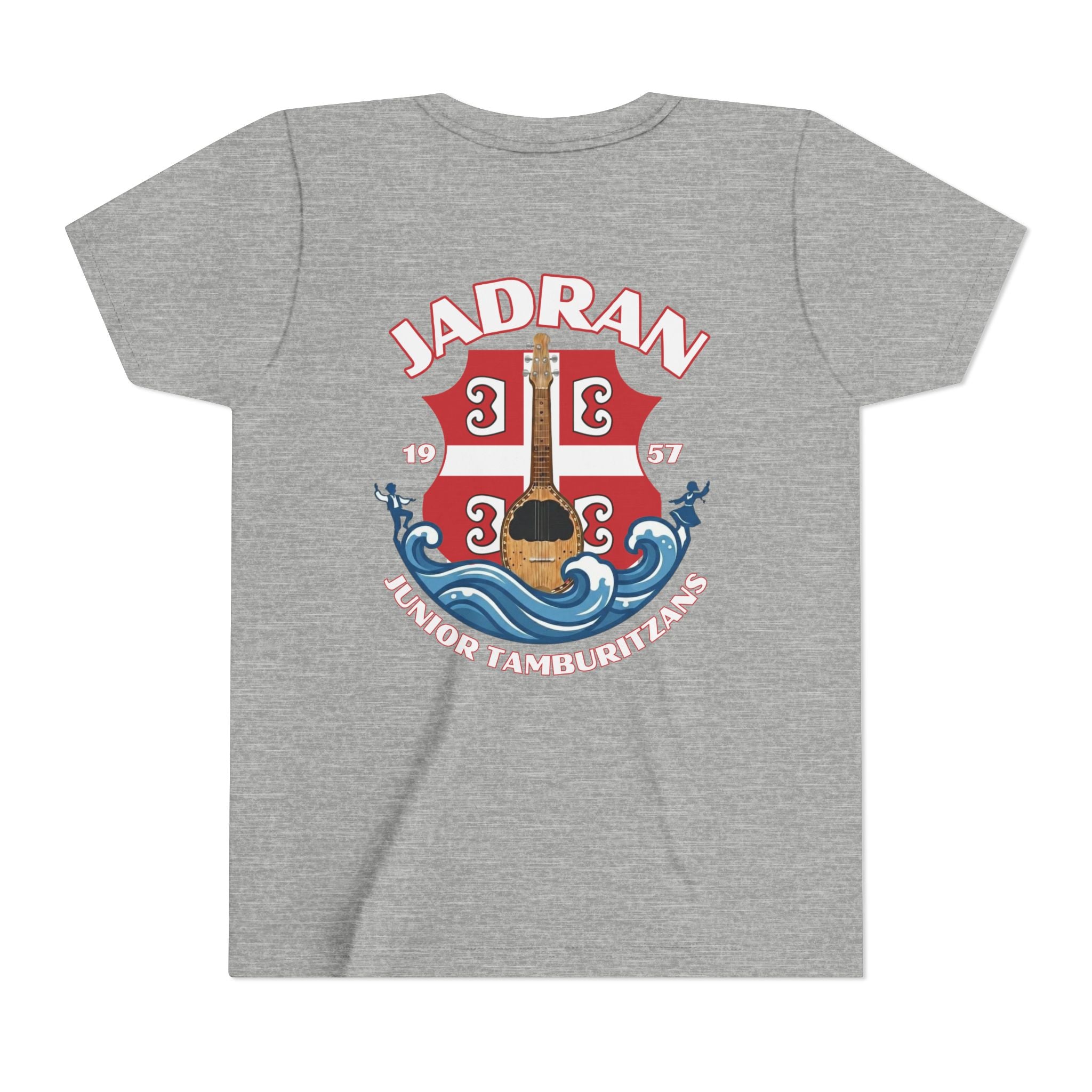 Jadran Junior Tamburitzans Kid Shirt - White and Red Lettering & Serbian Logo