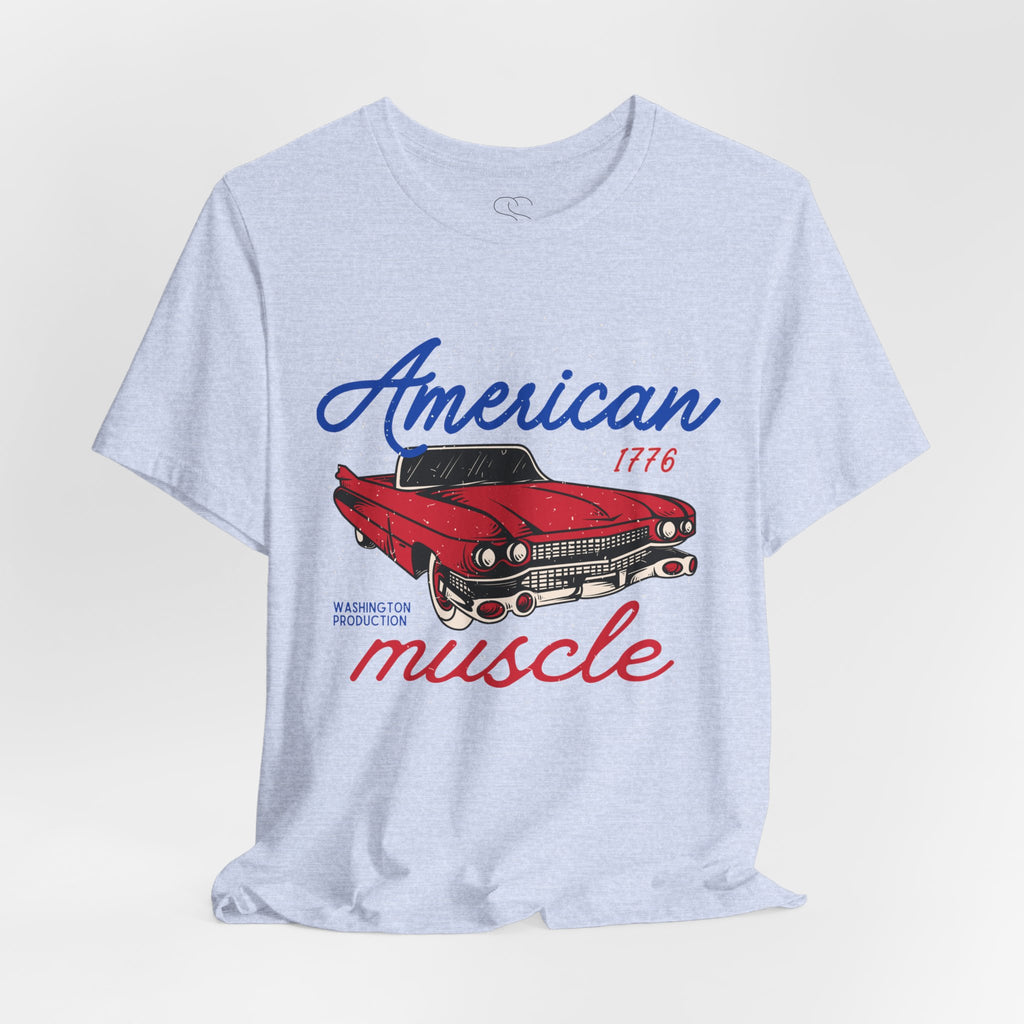 American Muscle Tee - Vintage Red Classic Car 1776 Patriotic Shirt