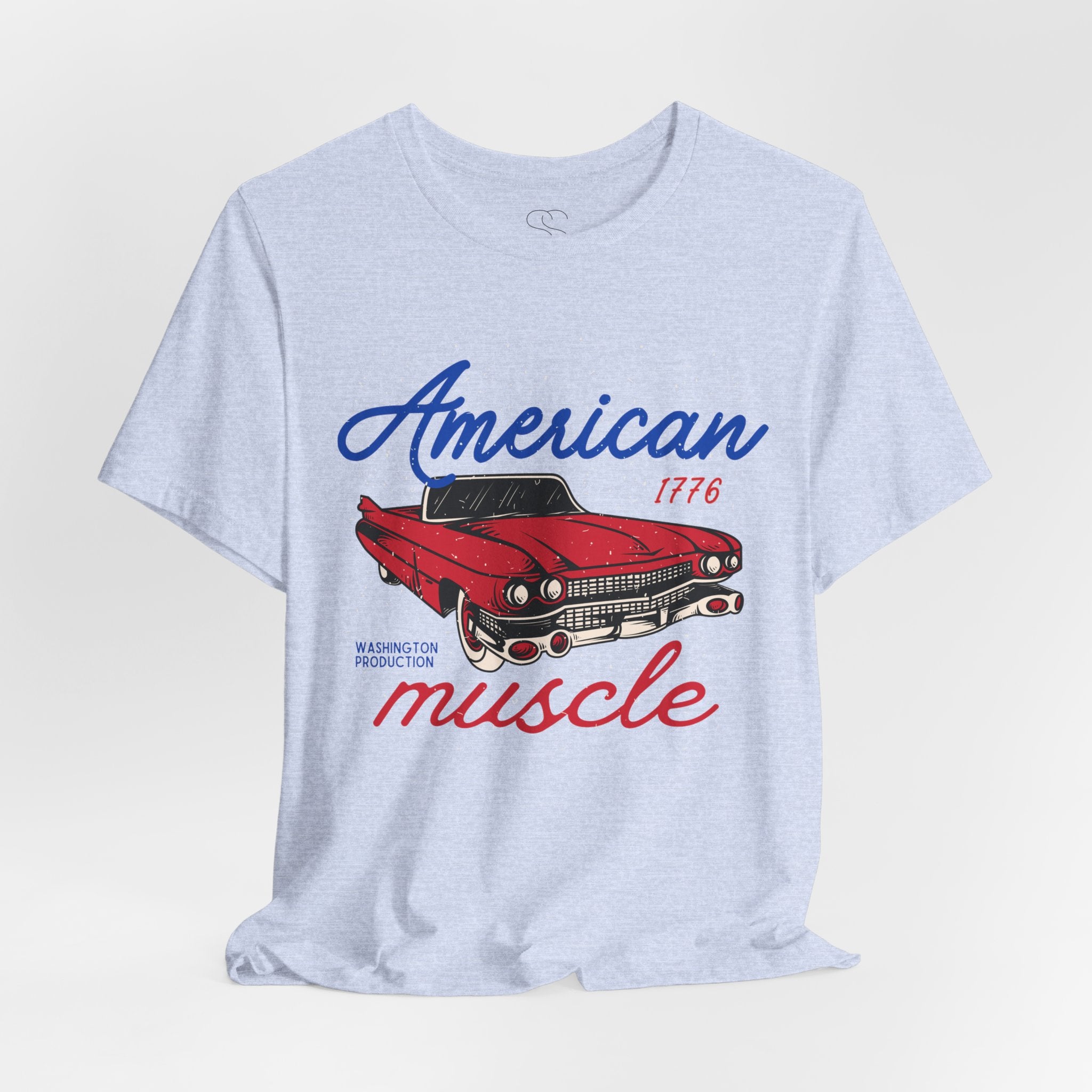 American Muscle Tee - Vintage Red Classic Car 1776 Patriotic Shirt
