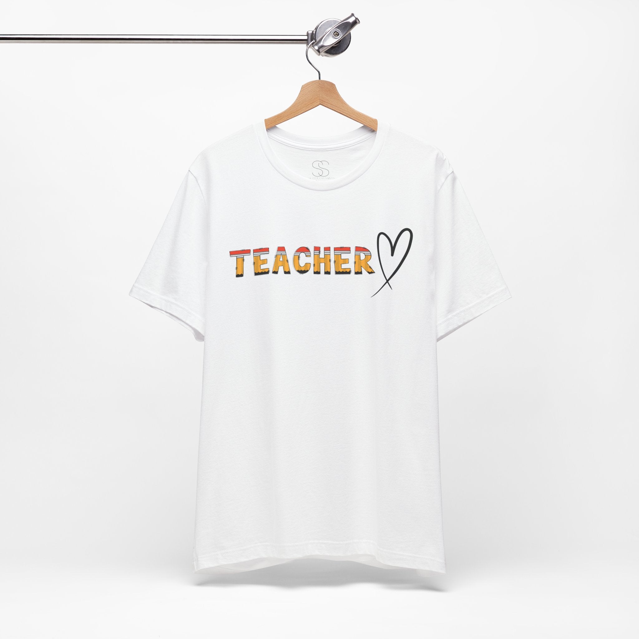 Teacher Heart T‑Shirt — Floral Text Back‑to‑School
