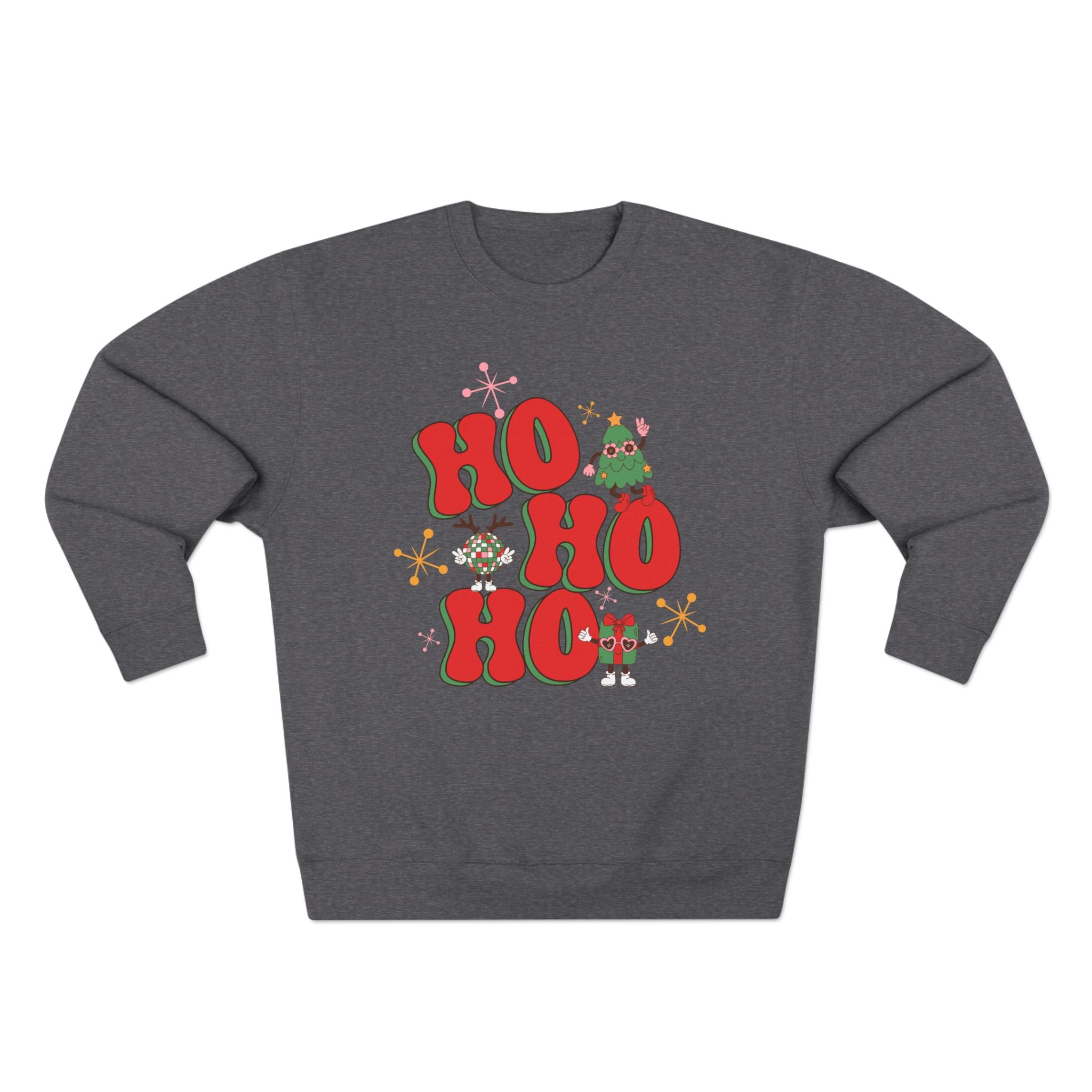 Ho Ho Ho Christmas Sweatshirt — Festive Elf & Reindeer Holiday Crewneck