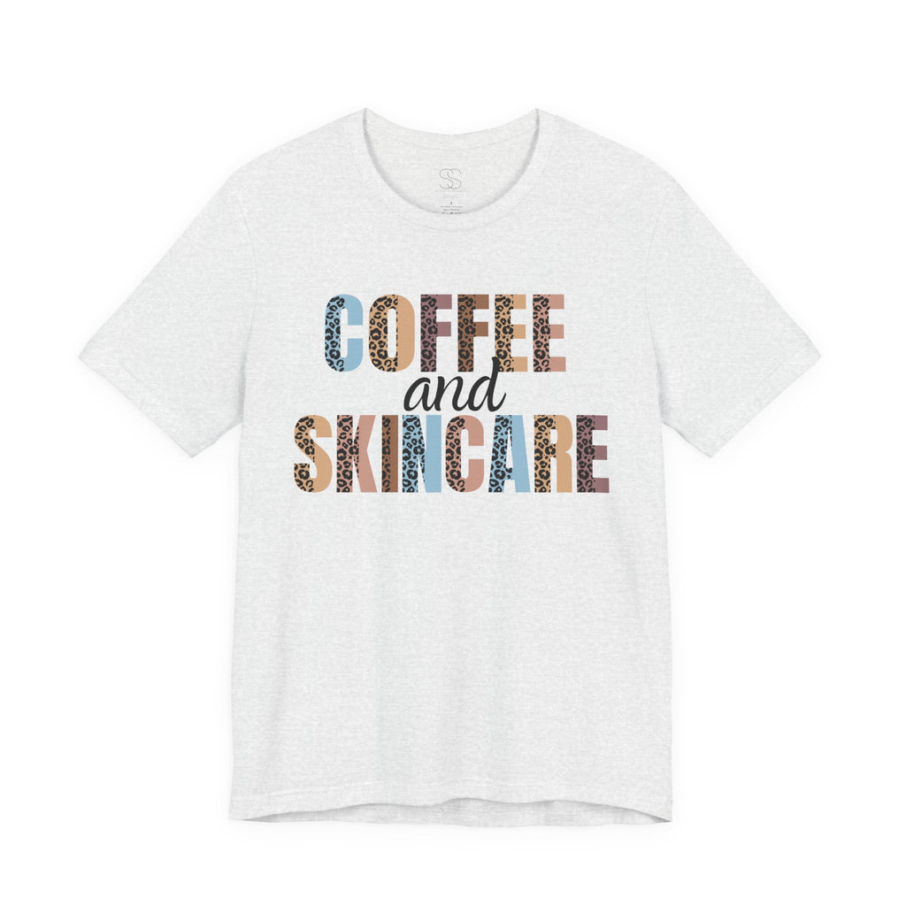 Coffee and Skincare Tee — Animal Pattern Graphic T-Shirt for Beauty Lovers