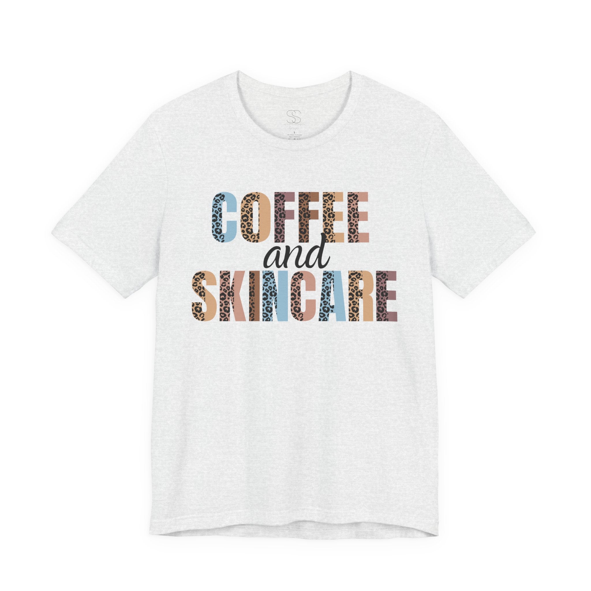 Coffee and Skincare Tee — Animal Pattern Graphic T-Shirt for Beauty Lovers